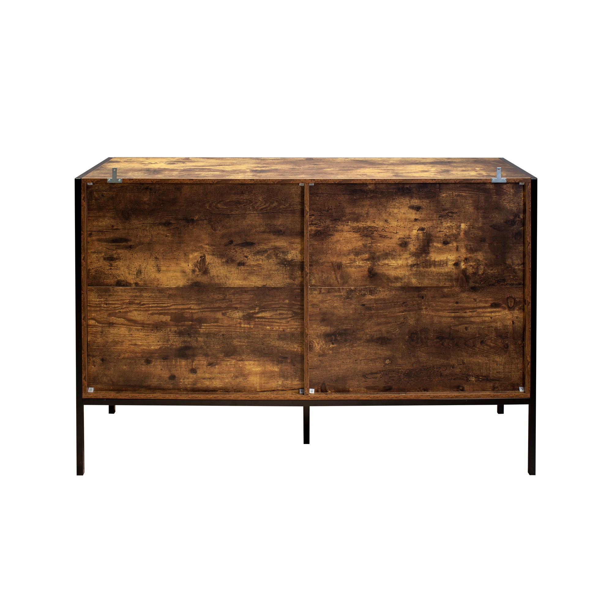 HAOYYE Industrial Style 6-Drawer Double Dresser, Rustic Brown Wooden Storage Organizer With Sturdy Steel Frame, Space-Saving Storage Cabinet For Bedroom And Living Room