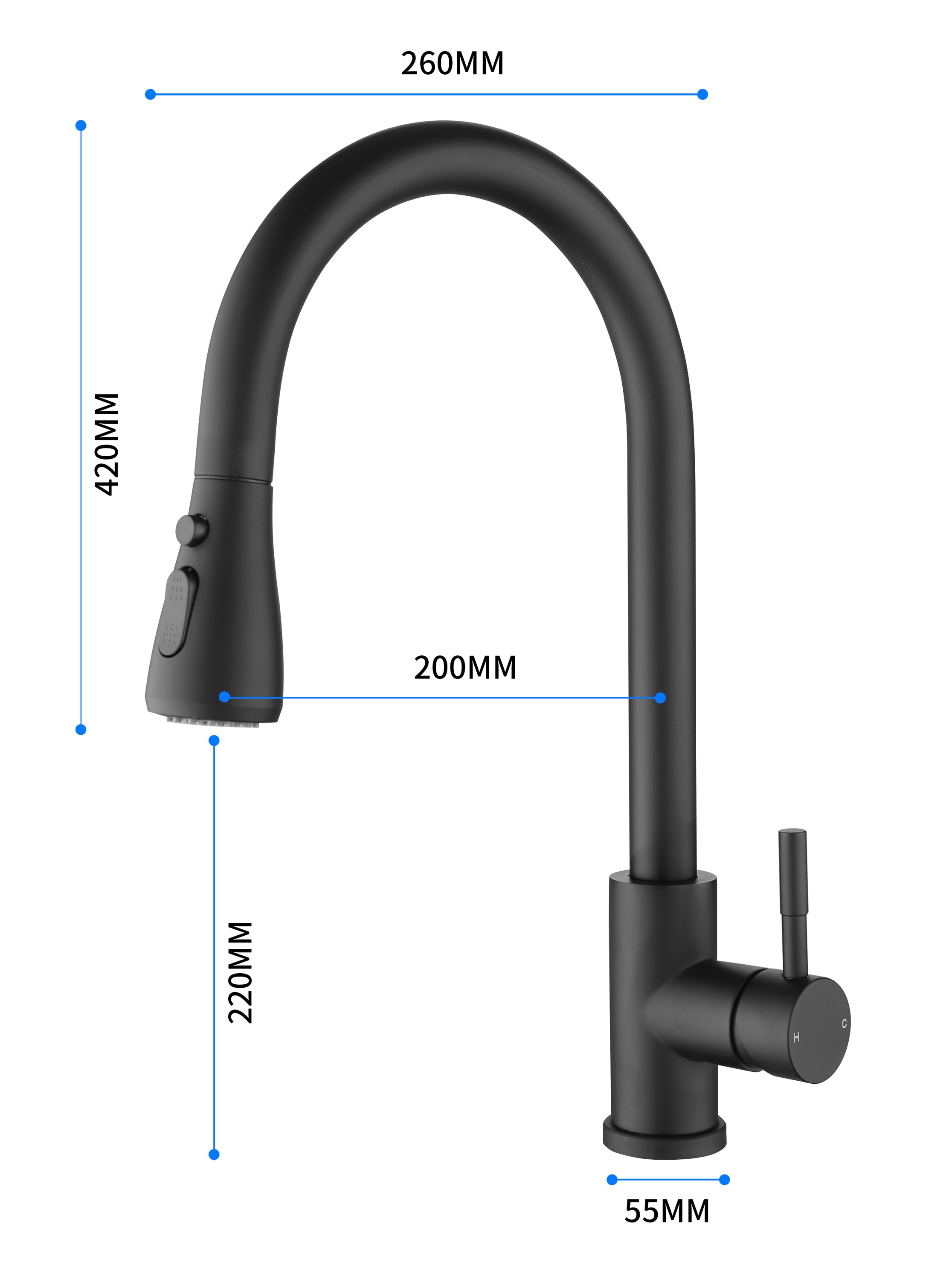 HAOYYE Kitchen Faucet with Pull Out Spraye Sturdy Space-Saving Heavy Duty Modern Design Adults Dorm Room Easy Assembly Bedroom Furniture