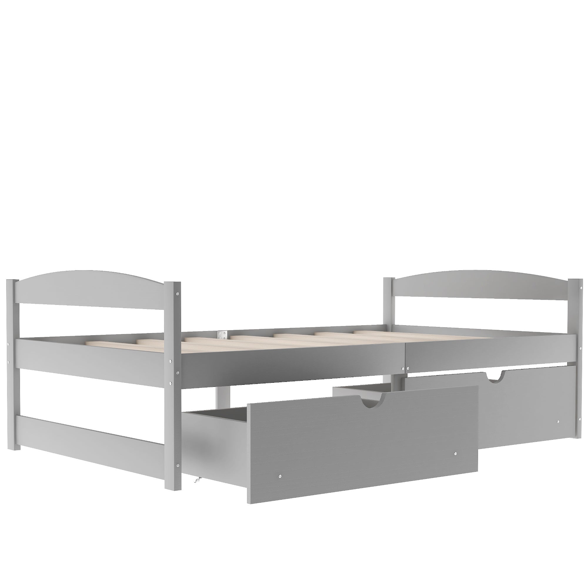 HAOYYE Twin Platform Bed with Two Drawers, Gray, Sturdy Space-Saving Design, Heavy Duty Construction, Easy Assembly, Durable and Stylish Home Furniture