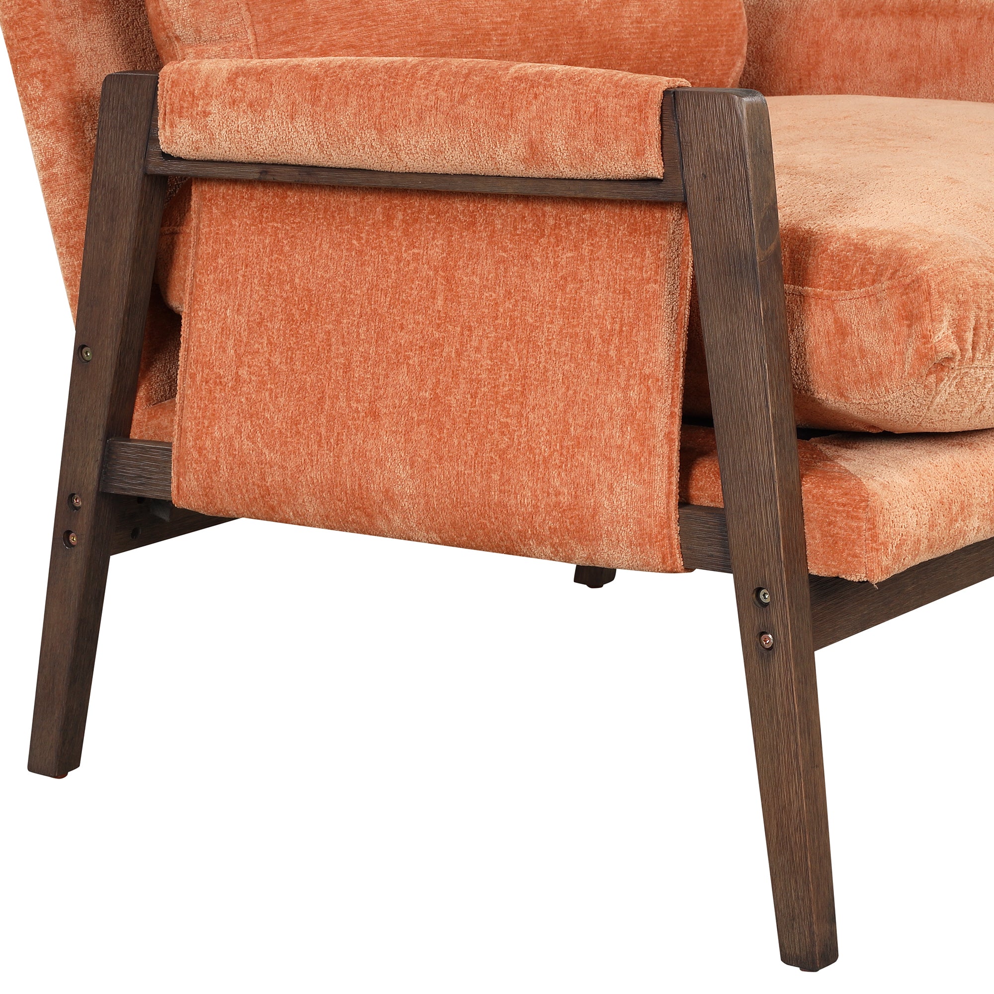 HAOYYE Mid-Century Modern Velvet Accent Chair,Leisure Chair with Solid Wood and Thick Seat Cushion for Living Room,Bedroom,Studio,Orange Sturdy Space-Saving Heavy Duty Modern Design Adults Dorm Room
