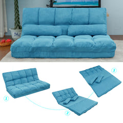 HAOYYE Double Chaise Lounge Floor Sofa with Two Pillows, Space-Saving Heavy Duty Modern Design, Comfortable Convertible Seating, Versatile and Easy to Assemble for Living Room, Office, or Apartment