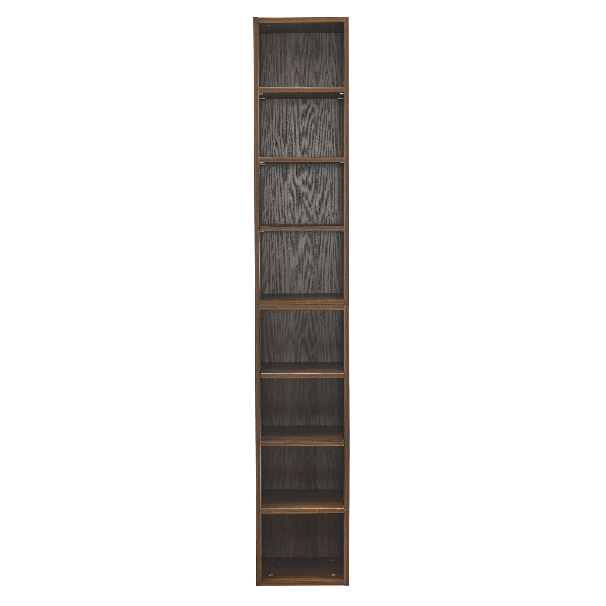 Haoyye 8-Tier Media Tower Rack, CD DVD Slim Storage Cabinet, Adjustable Shelves for Home Office, Multifunctional Double-Decker Bookcase, Sturdy Space-Saving Bookshelf for Tall Narrow Display