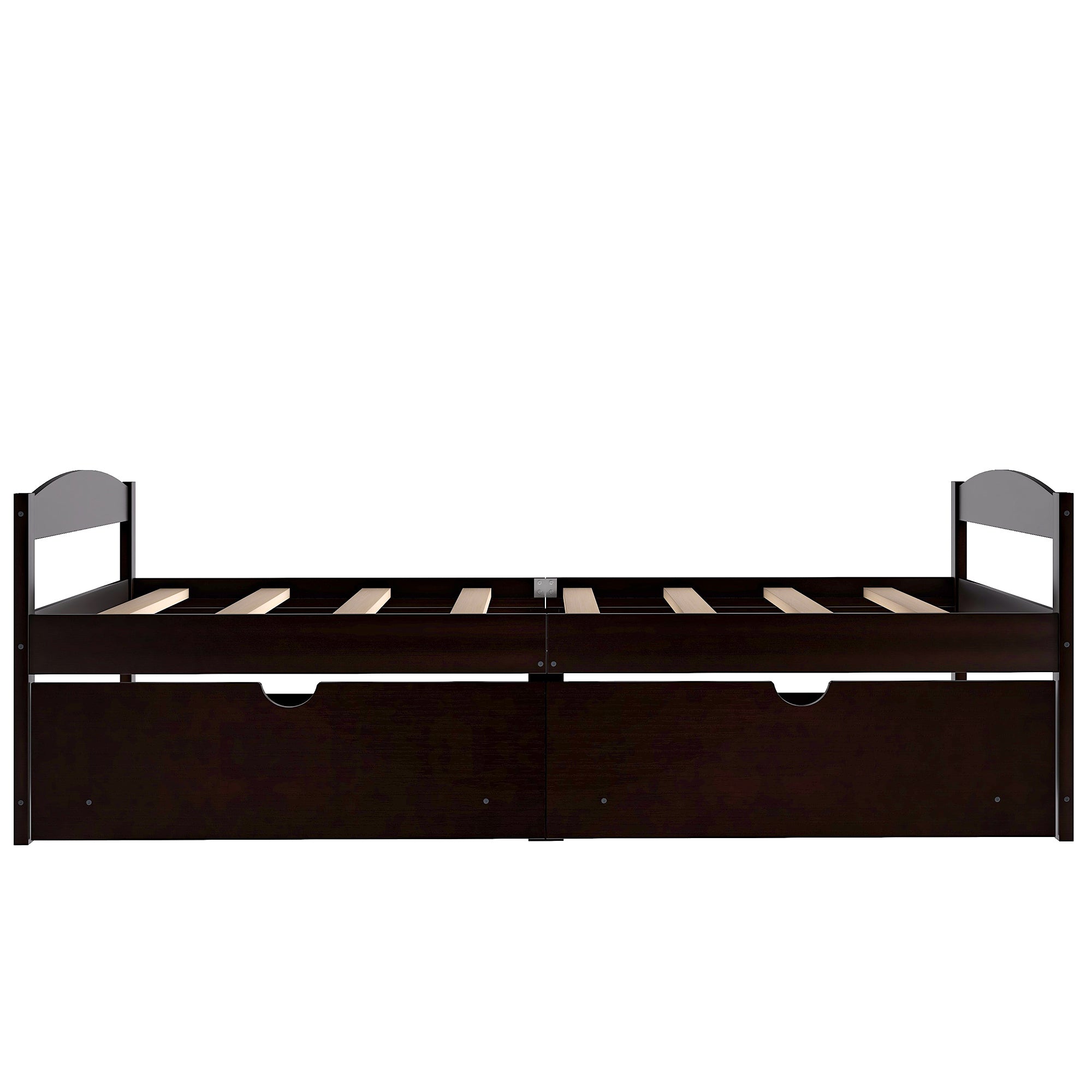 HAOYYE Twin Size Platform Bed with Two Storage Drawers, Espresso, Sturdy Space-Saving Design, Heavy Duty Construction, Easy Assembly, Durable and Stylish Home Furniture, Versatile for Bedroom Use