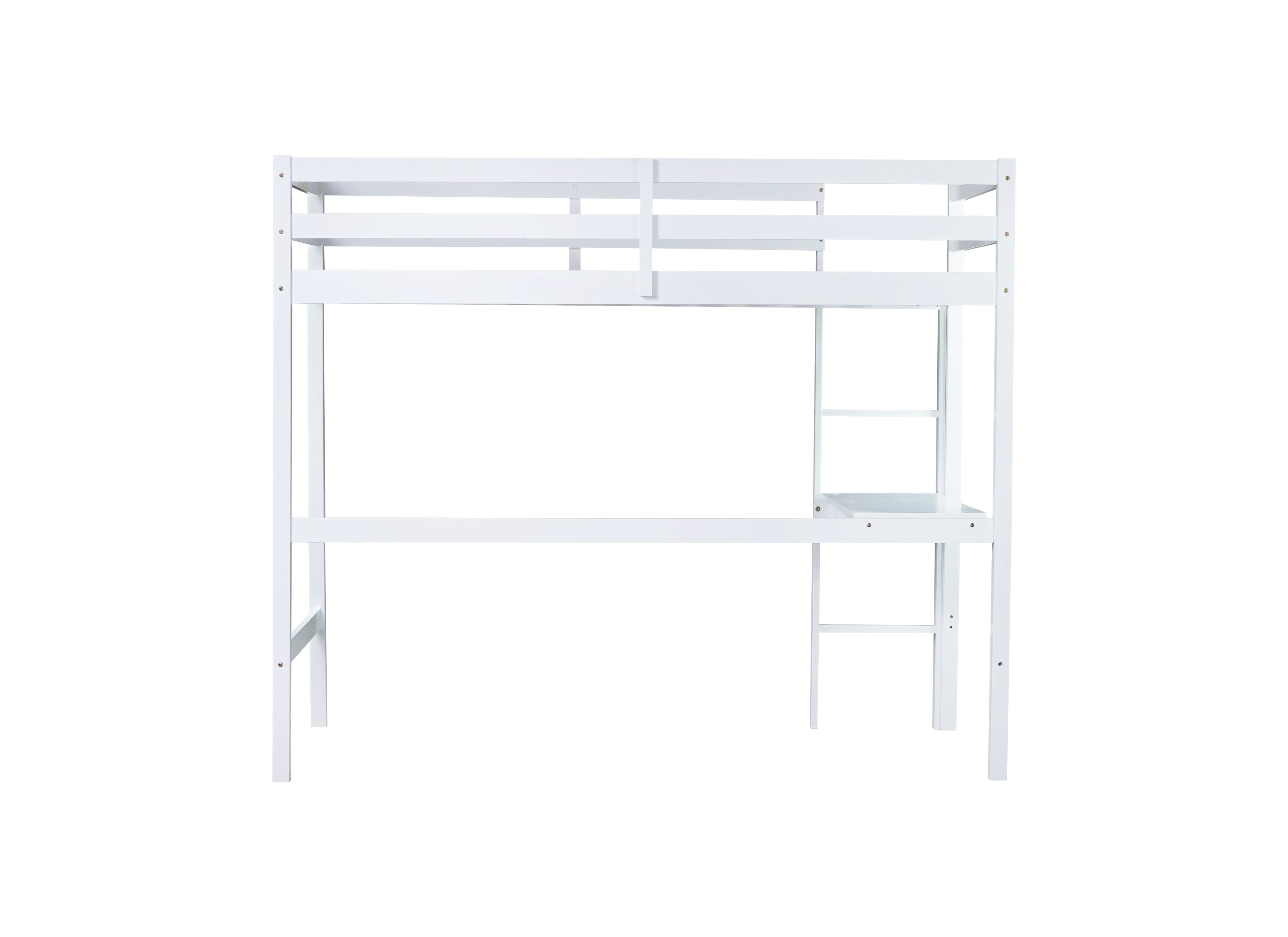 HAOYYE Twin High Loft Bed, Rubber Wood Loft Bed with Safety Guardrail, built-in desk, ladder,White Sturdy Space-Saving Heavy Duty Modern Design Adults Dorm Room Easy Assembly Bedroom Furniture