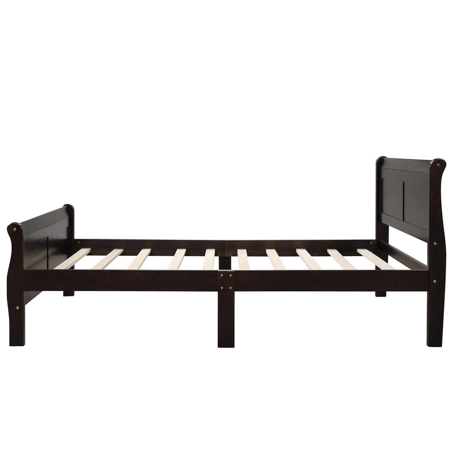 HAOYYE Wood Platform Bed Twin Bed Frame Mattress Foundation Sleigh Bed with Headboard/Footboard/Wood Slat Support Sturdy Space-Saving Heavy Duty Modern Design Easy Assembly Durable Stylish Home Furniture