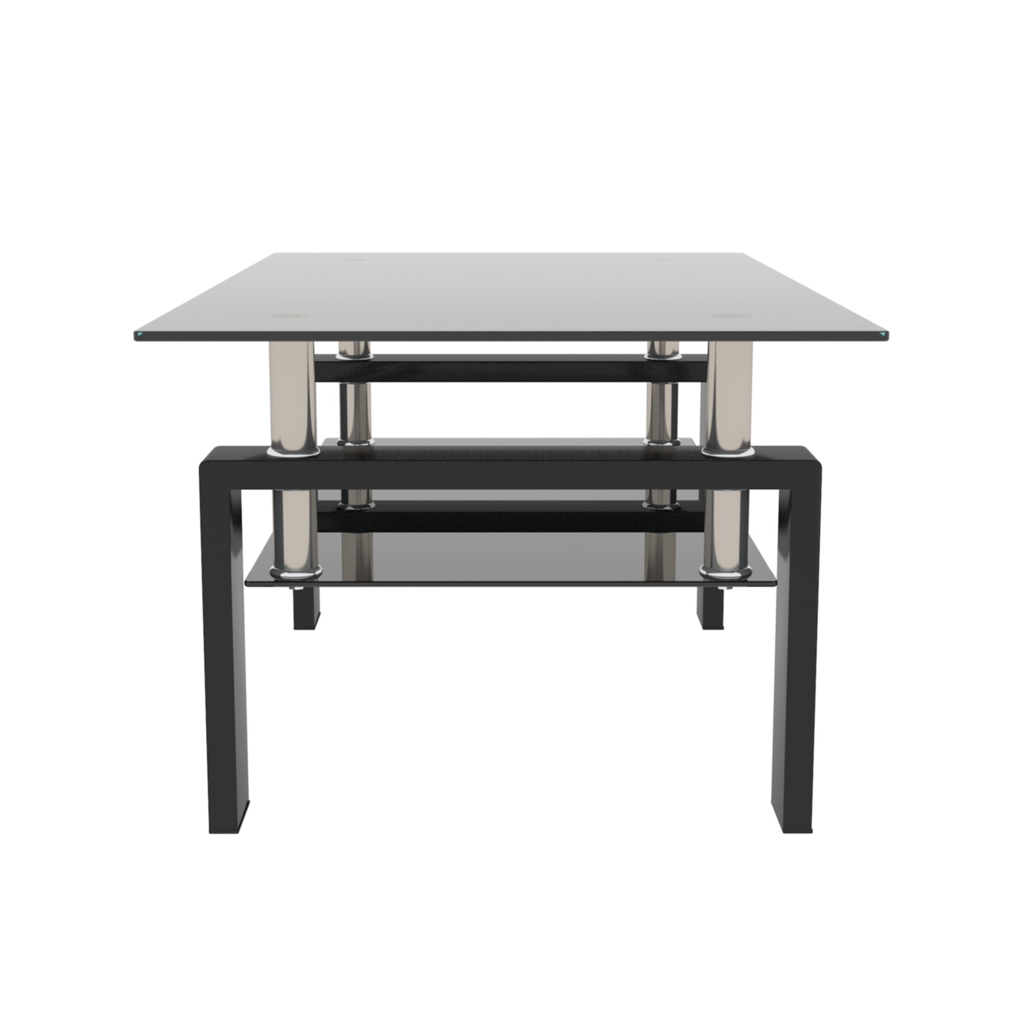 Haoyye Rectangle Black Glass Coffee Table, Clear Modern Coffee Table, Side Center Table for Living Room Furniture, Sturdy Heavy Duty Space-Saving Design, Adults Dorm Room, Easy Assembly