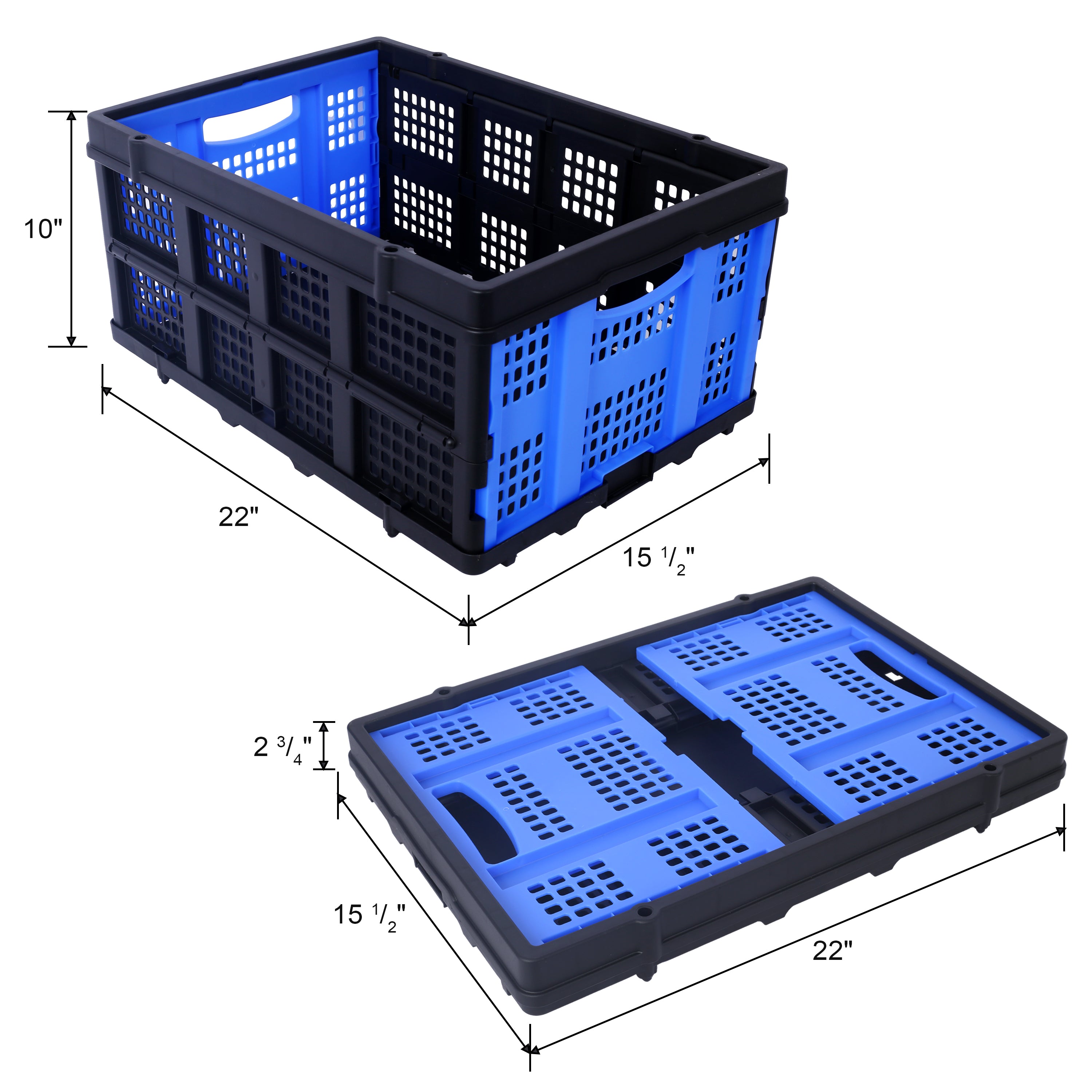 HAOYYE Collapsible Utility Cart Multi Use Foldable 2-Tier Shopping Cart with Rolling Wheels and Storage Baskets Lightweight Portable Design for Grocery Office Travel Home Blue