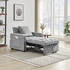 HAOYYE Three-in-One Sofa Bed Chair Grey Folding Adjustable Back Recliner Single Bed Comfortable Modern Sturdy Space-Saving Heavy Duty Design Adults Dorm Room