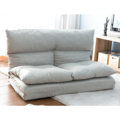 HAOYYE Fabric Folding Chaise Lounge Sofa Gray Comfortable Sturdy Durable Modern Design Space Saving Easy Assembly Stylish Versatile Home Furniture for Relaxing in Living Room, Bedroom, or Office