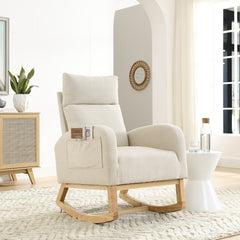 HAOYYE Welike 27.6"W Modern Accent High Backrest Living Room Lounge Arm Rocking Chair, Two Side Pocket Sturdy Space-Saving Heavy Duty Modern Design Easy Assembly Durable Stylish Versatile