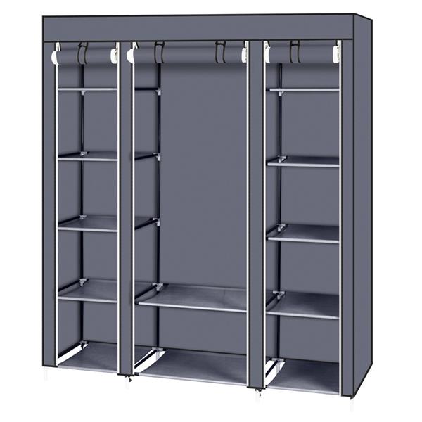 DE Direct HAOYYE Portable Clothes Closet Wardrobe Storage Organizer with Non-Woven Fabric Cover Strong Steel Frame and 12 Shelves Quick Easy Assembly Dustproof Freestanding Garment Rack for Bedroom Entryway