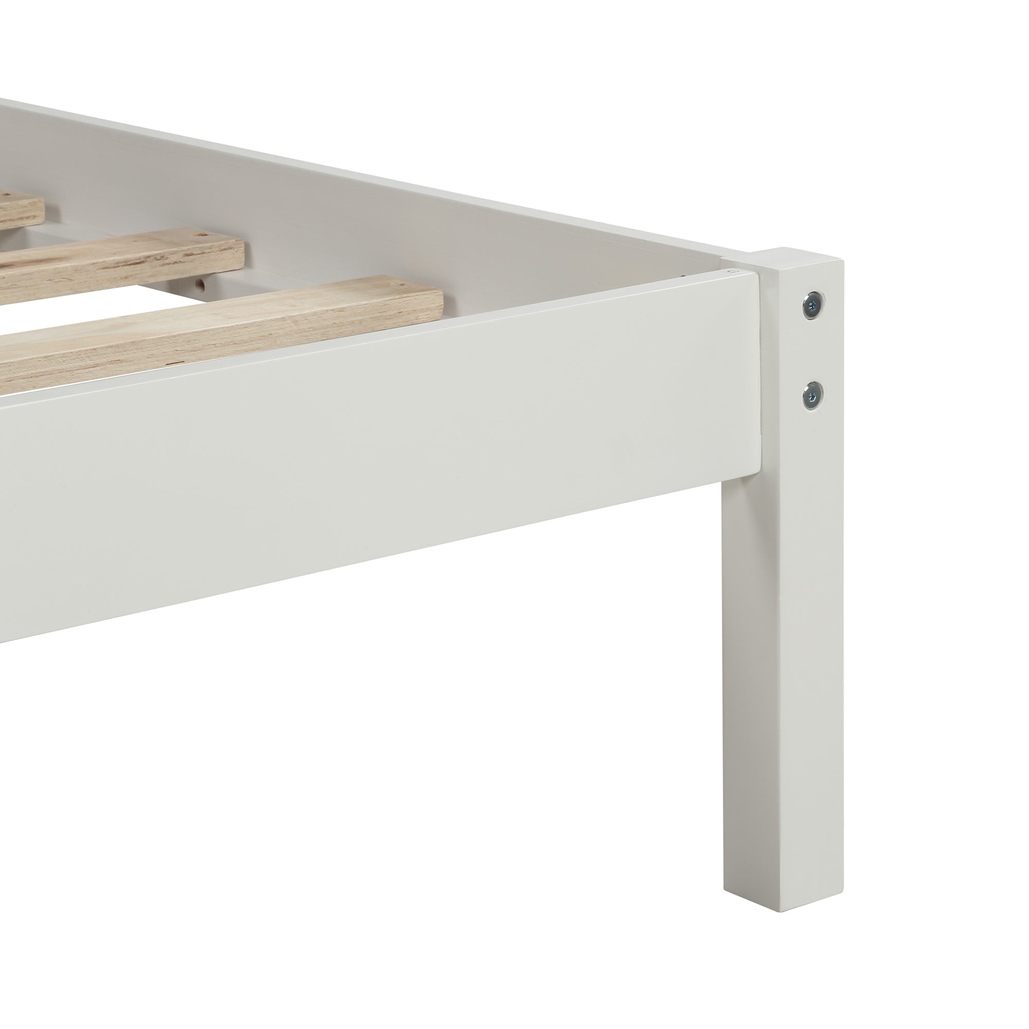 HAOYYE Platform Bed Frame with Headboard, Wood Slat Support, No Box Spring Needed,Twin, White(OLD SKU:WF191418AAK) Sturdy Space-Saving Heavy Duty Modern Design Easy Assembly Durable Stylish Home Furniture