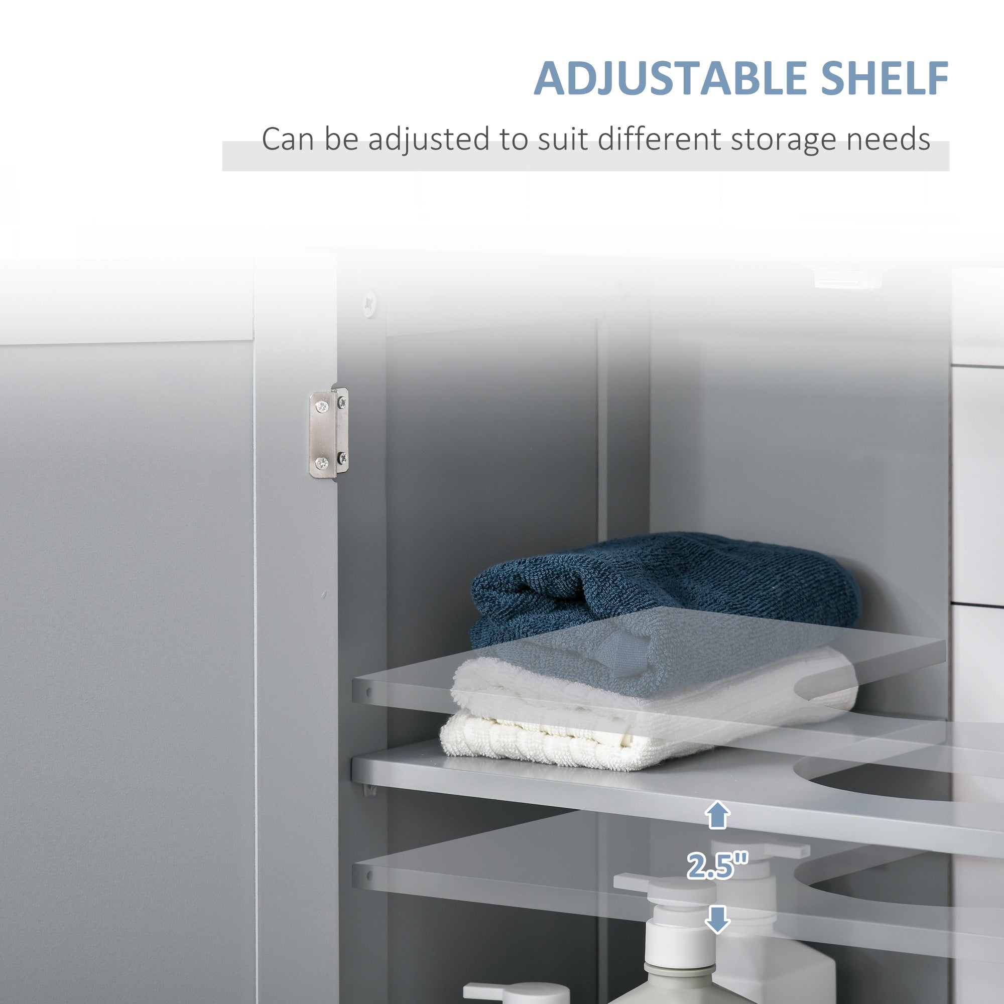 HAOYYE Bathroom Storage Cabinet with Adjustable Shelf and U Shaped Cut Out for Under Sink, Freestanding Wooden Cabinet with Door for Bathroom Organizer, Modern Space Saving Floor Cabinet for Home and Apartment