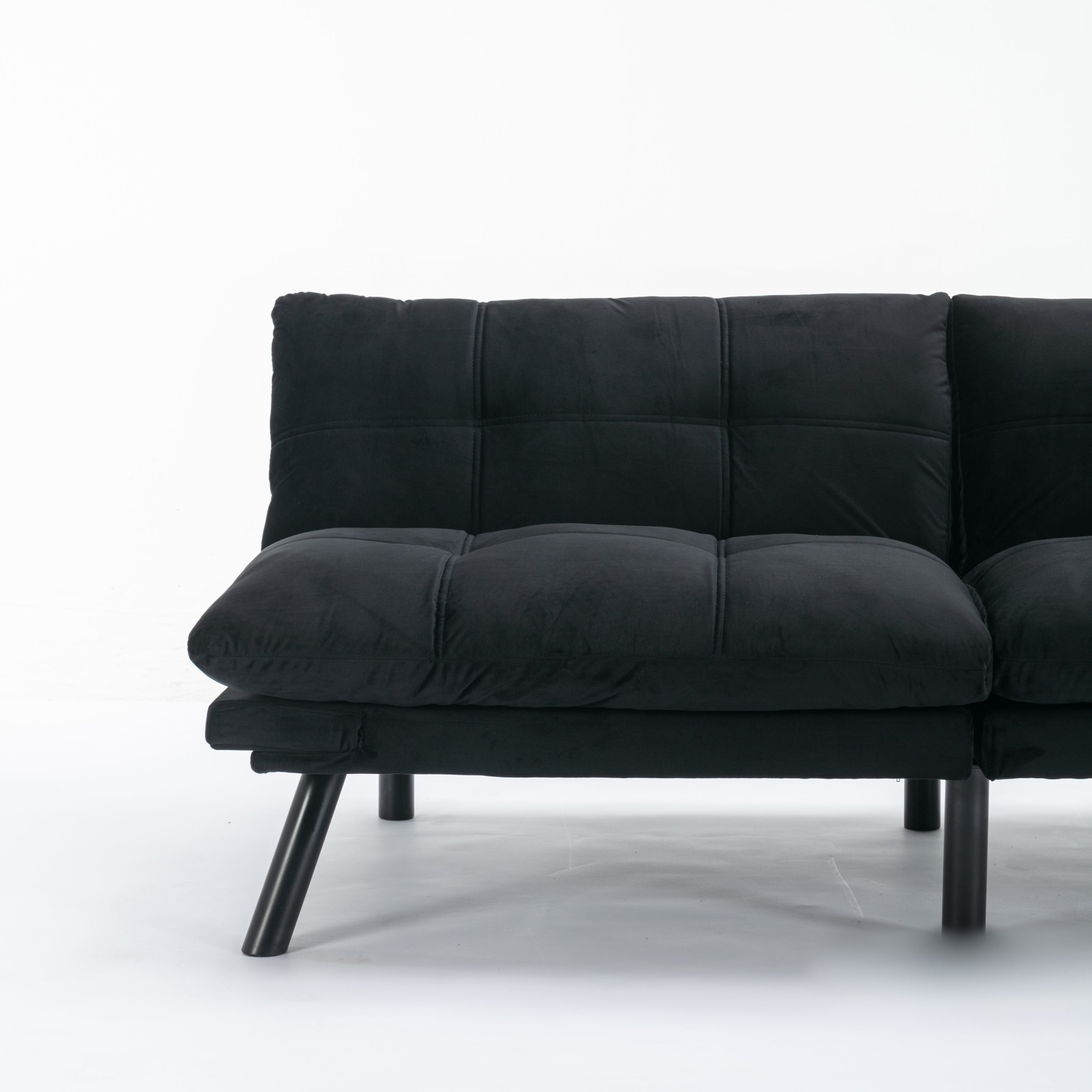 HAOYYE Black Convertible Folding Modern Sofa Bed, Sturdy Space-Saving Heavy Duty Design for Adults Dorm Room Easy Assembly Bedroom Furniture