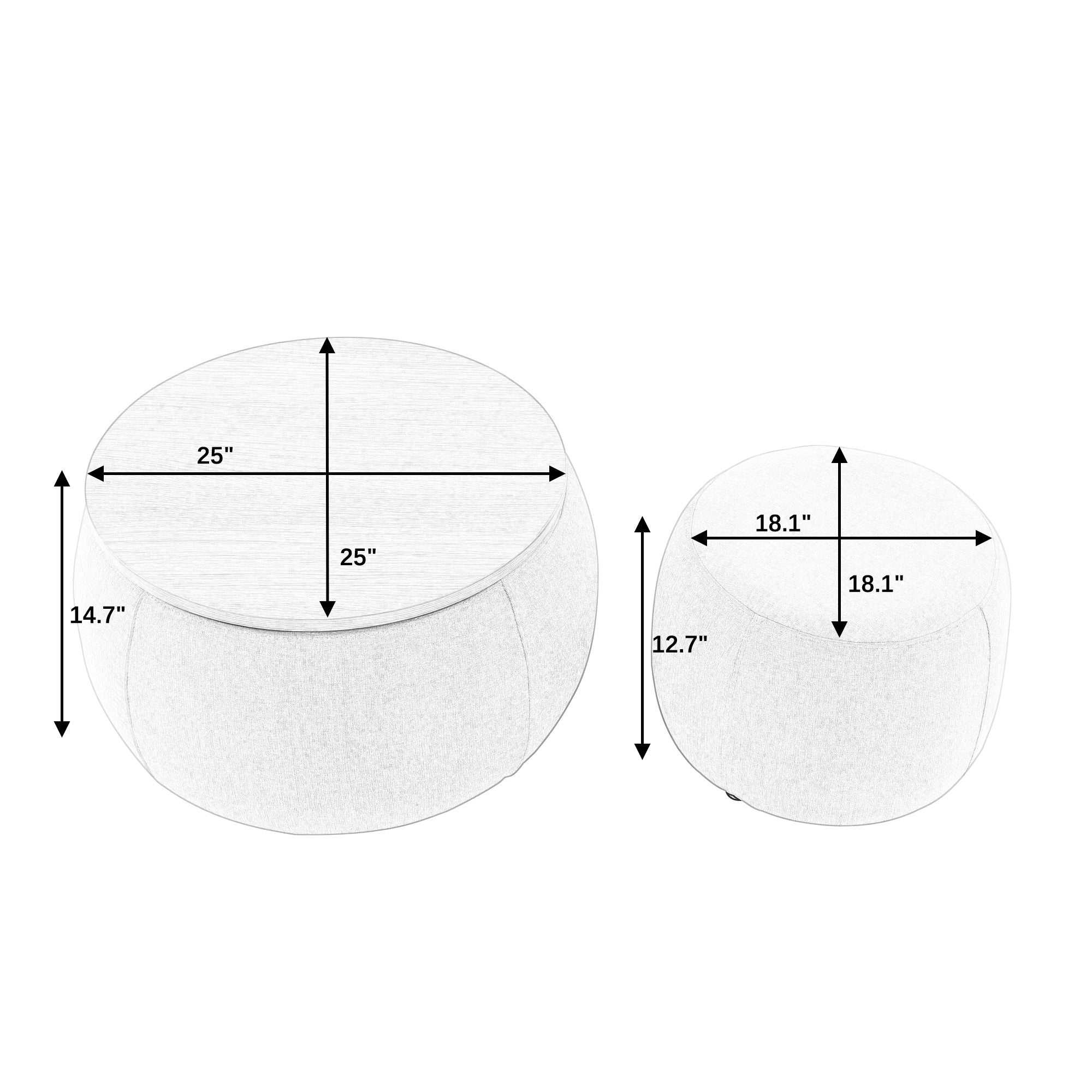 HAOYYE Round Storage Ottoman 2 in 1 Multifunctional End Table and Ottoman with Integrated Seat for Adults in Heavy Duty Construction and Space Saving Modern Design Ideal for Dorm Room and Office Use with Easy Assembly and Versatile Storage