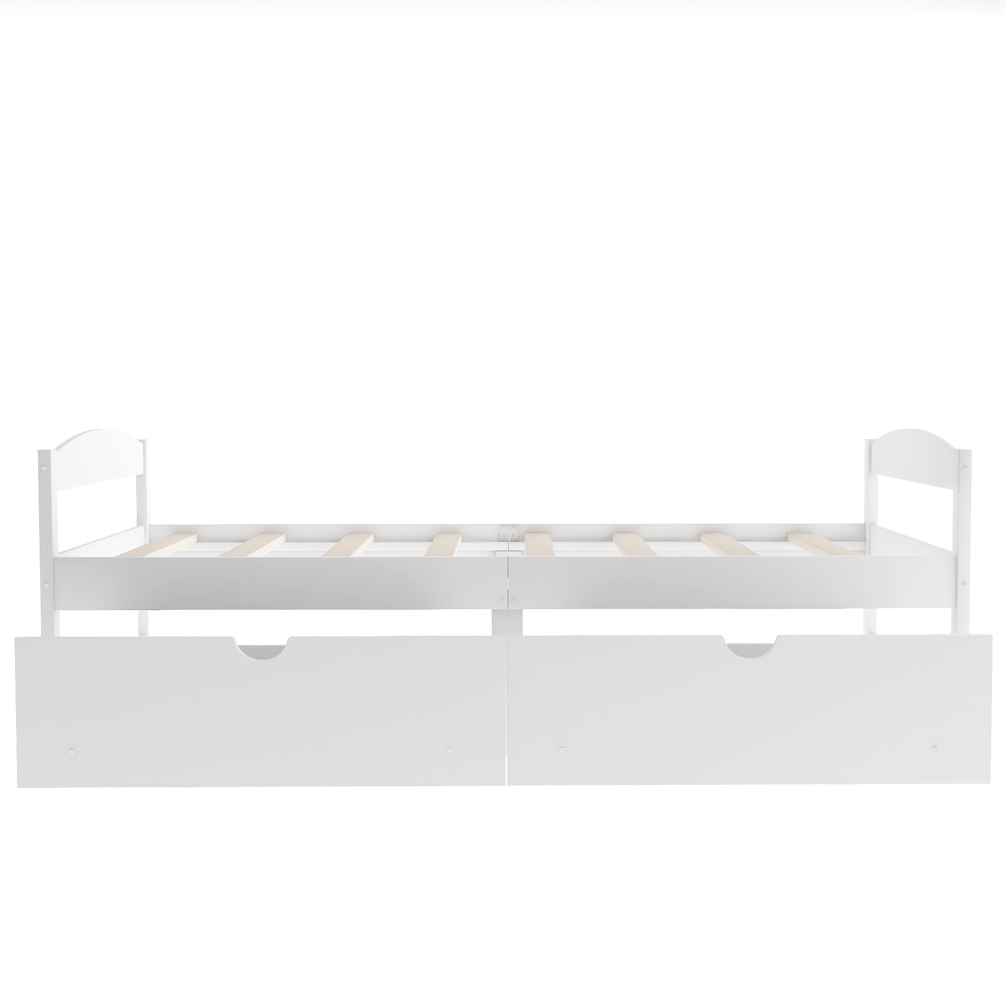 HAOYYE Twin Platform Bed with Two Drawers, White, Sturdy Space-Saving Design, Heavy Duty Construction, Easy Assembly, Durable and Stylish Home Furniture
