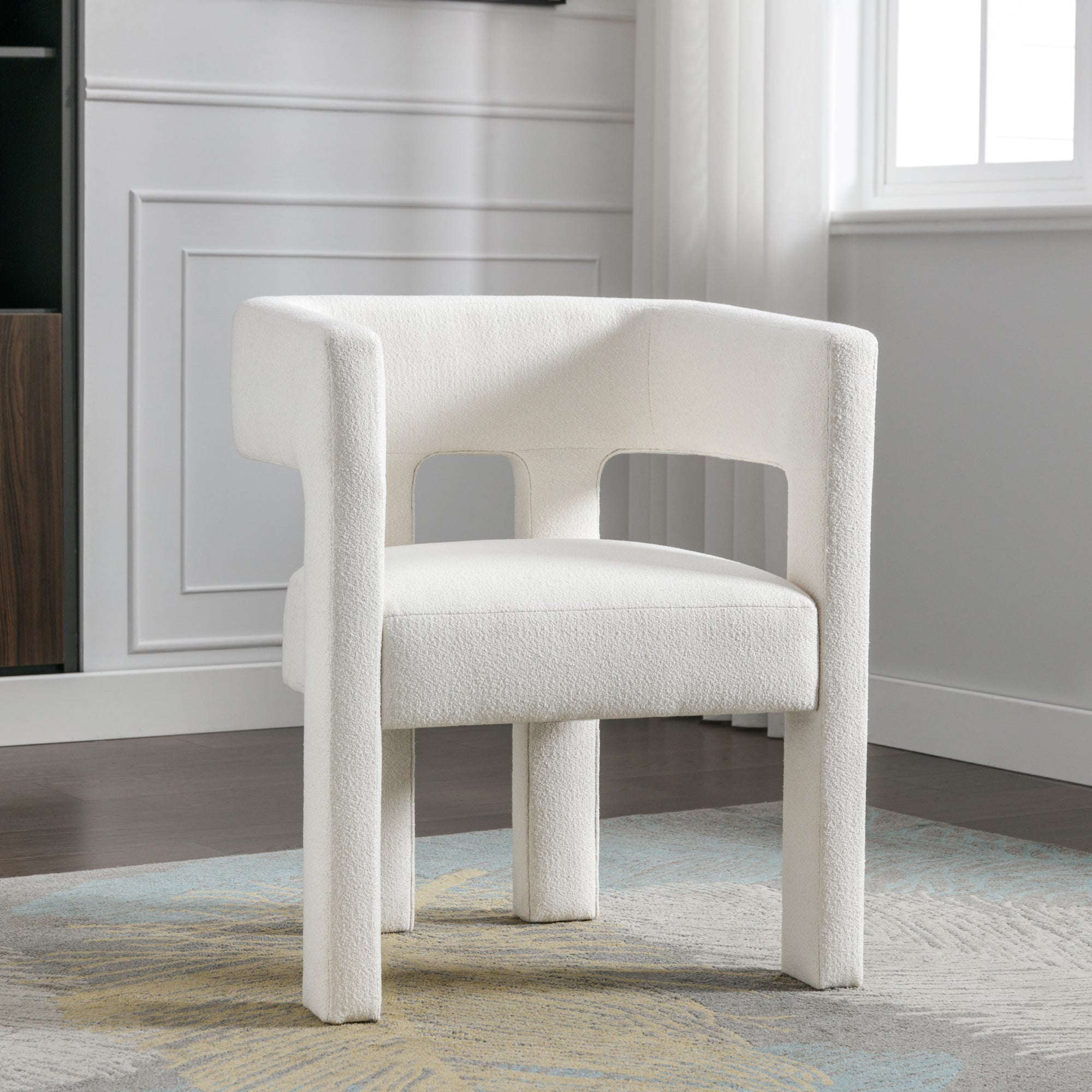 HAOYYE Contemporary Designed Fabric Upholstered Accent Chair Dining Chair for Living Room, Bedroom, Dining Room, Beige Sturdy Space-Saving Heavy Duty Modern Design Adults Dorm Room Easy Assembly
