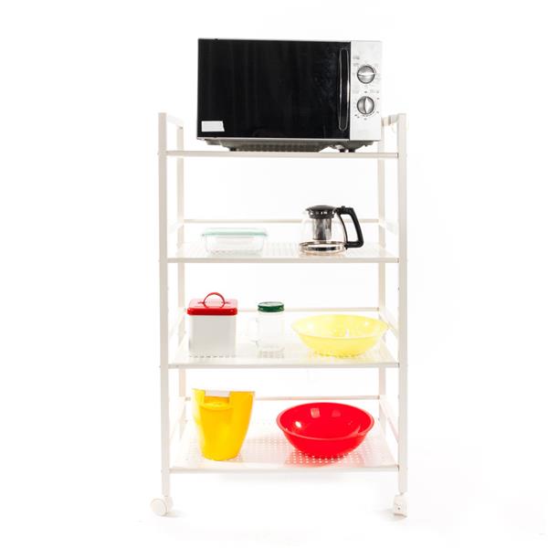 HAOYYE 4-Tier Multi-Functional Storage Cart, Widened Design in Ivory White, Premium Quality, Stylish and Versatile Home Storage Solution, Ideal for Organizing Kitchen, Bathroom, Living Room, and More, Luxury Comfort and Decorative Appeal