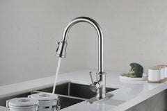 HAOYYE Kitchen Faucet with Pull Out Spraye Sturdy Space-Saving Heavy Duty Modern Design Adults Dorm Room Easy Assembly Bedroom Furniture