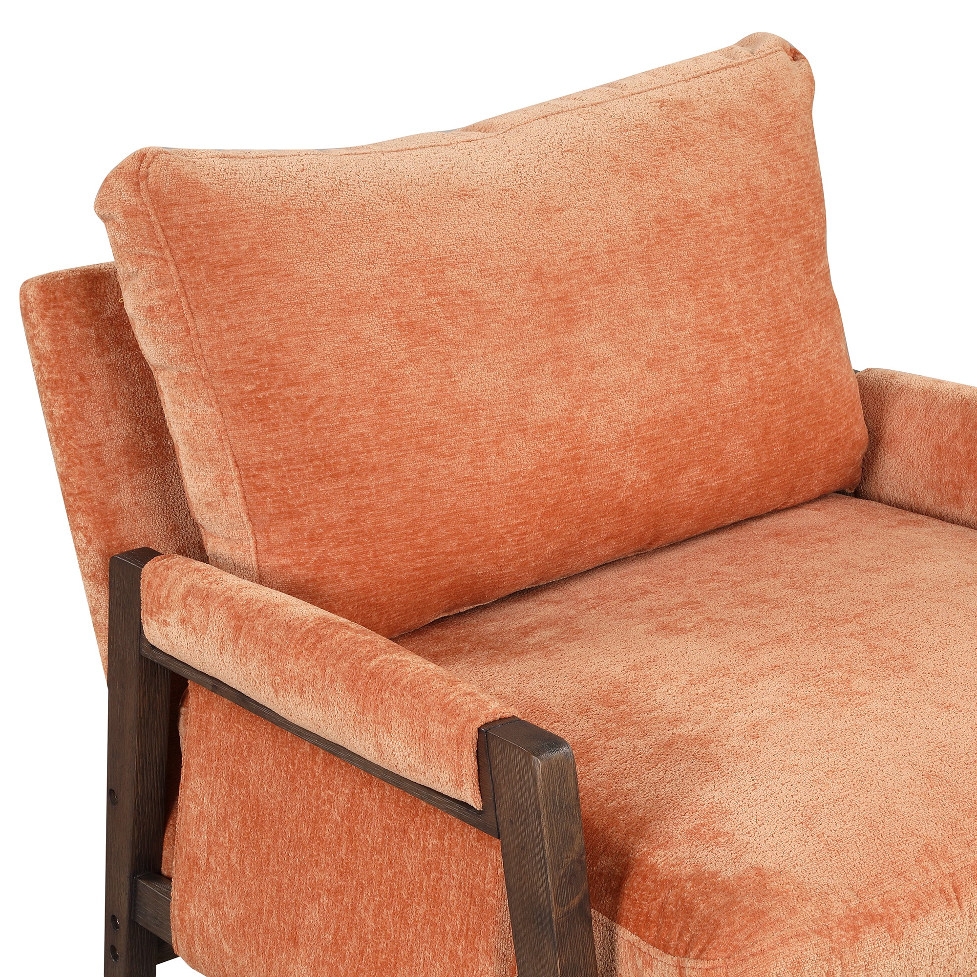 HAOYYE Mid-Century Modern Velvet Accent Chair,Leisure Chair with Solid Wood and Thick Seat Cushion for Living Room,Bedroom,Studio,Orange Sturdy Space-Saving Heavy Duty Modern Design Adults Dorm Room
