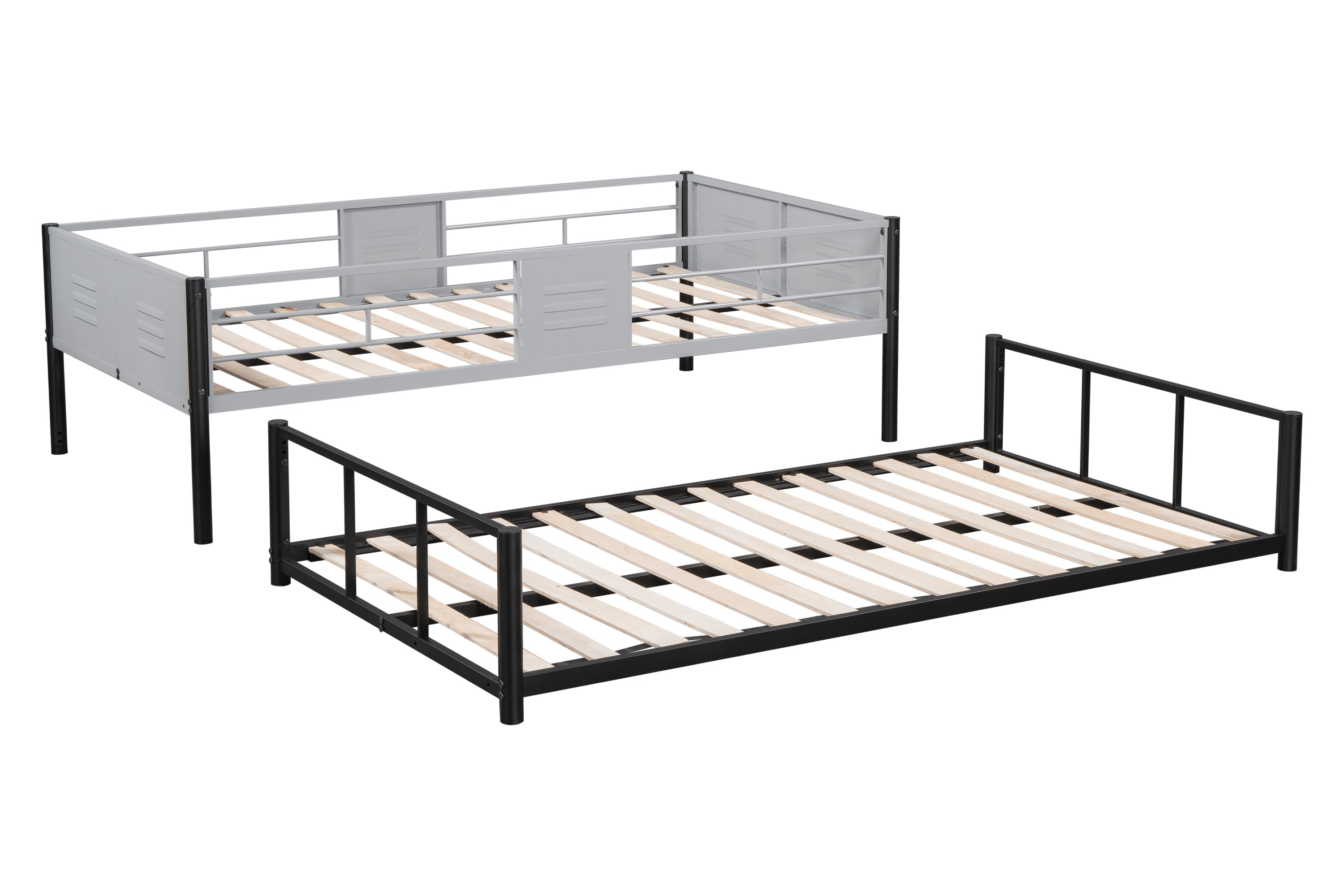 HAOYYE Metal Twin over Twin Bunk Bed with Vent Board/ Heavy-duty Sturdy Metal/ Noise Reduced/ Safety Guardrail/ CPC Certified Space-Saving Heavy Duty Modern Design Adults Dorm Room Easy Assembly