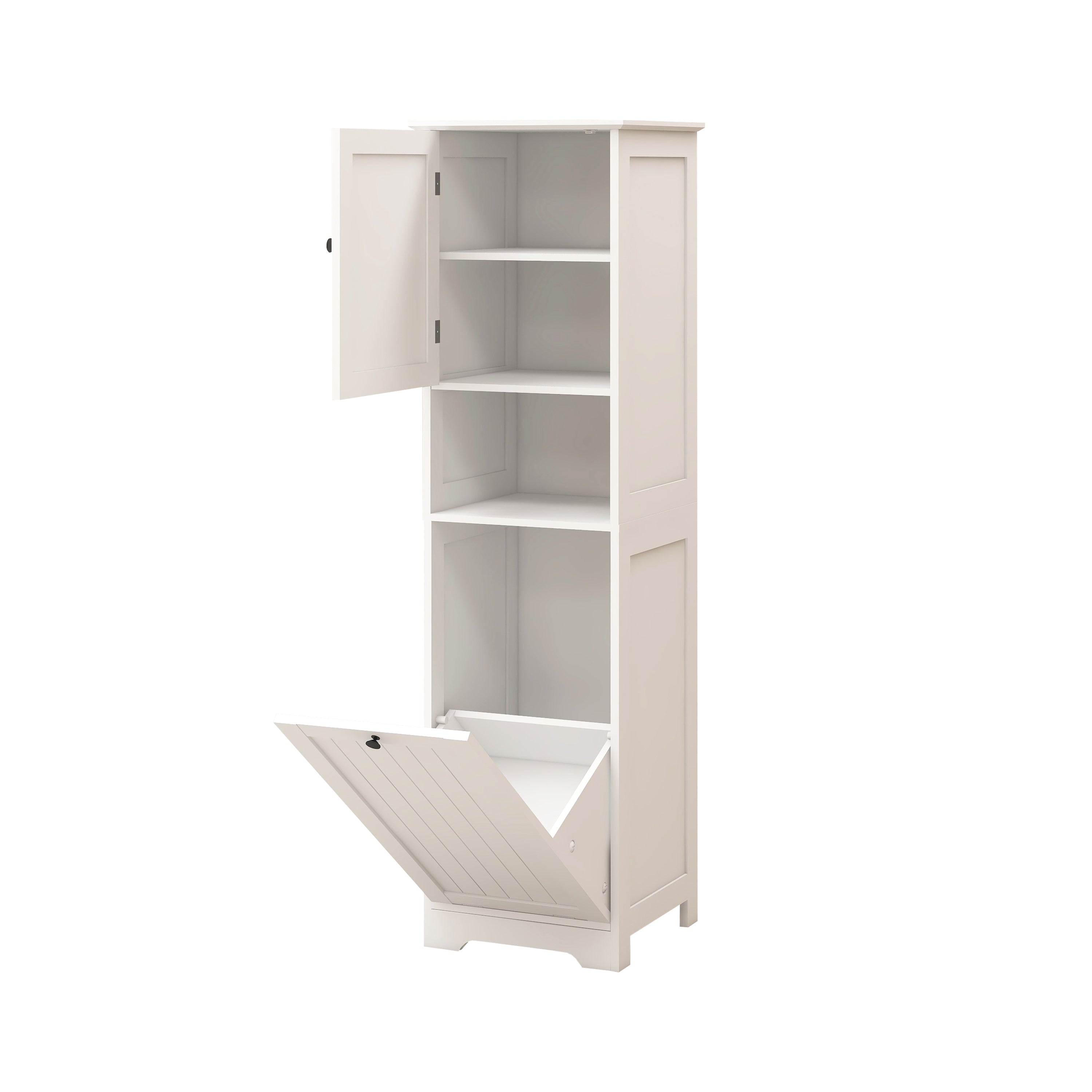 Haoyye One-Compartment Tilt-Out Laundry Sorter Cabinet, Modern Space-Saving Storage Unit with Removable Bag and Top Shelf, Sturdy MDF Construction with UV Finish, Stylish Organizer for Bathroom, Bedroom, or Laundry Room, Easy Assembly