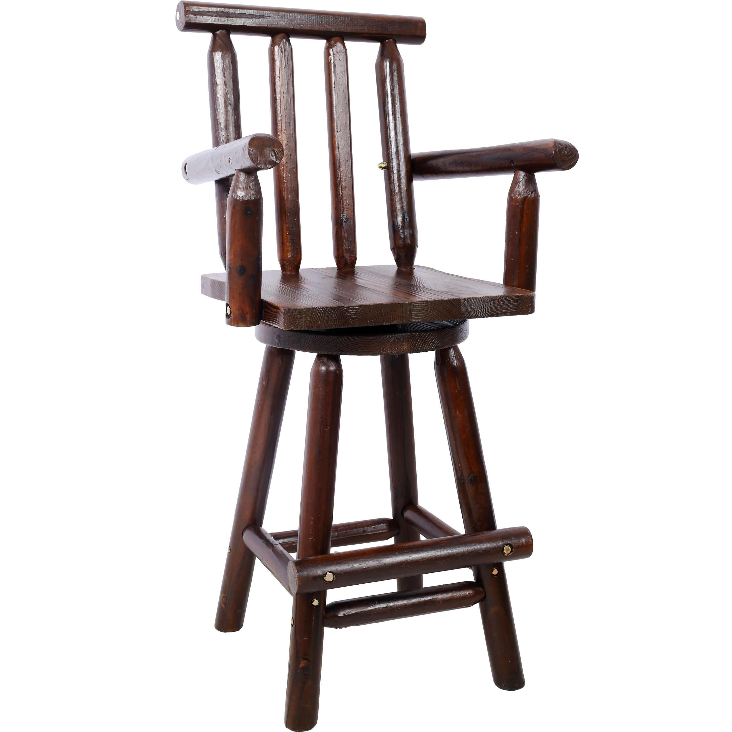 HAOYYE Rustic Bar Stool - Fir Wood Construction, Chair with Footrest,Wide Armrest, Rustic Kitchen Stool, Tall Bistro Chair for Dining Room, Restaurant, Pub, 4-Foot,brown color Sturdy Space-Saving Heavy Duty