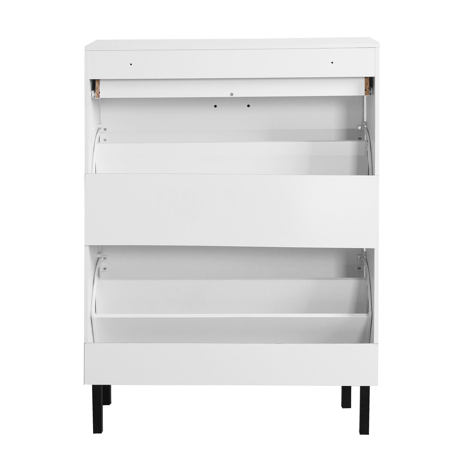 HAOYYE Shoe Cabinet, Freestanding Shoe Rack Storage Organizer with 2 Flip Drawers and Metal Legs, Modern Shoe Storage Cabinet for Entryway, Sturdy Space-Saving Heavy Duty Construction, Ideal for Adults