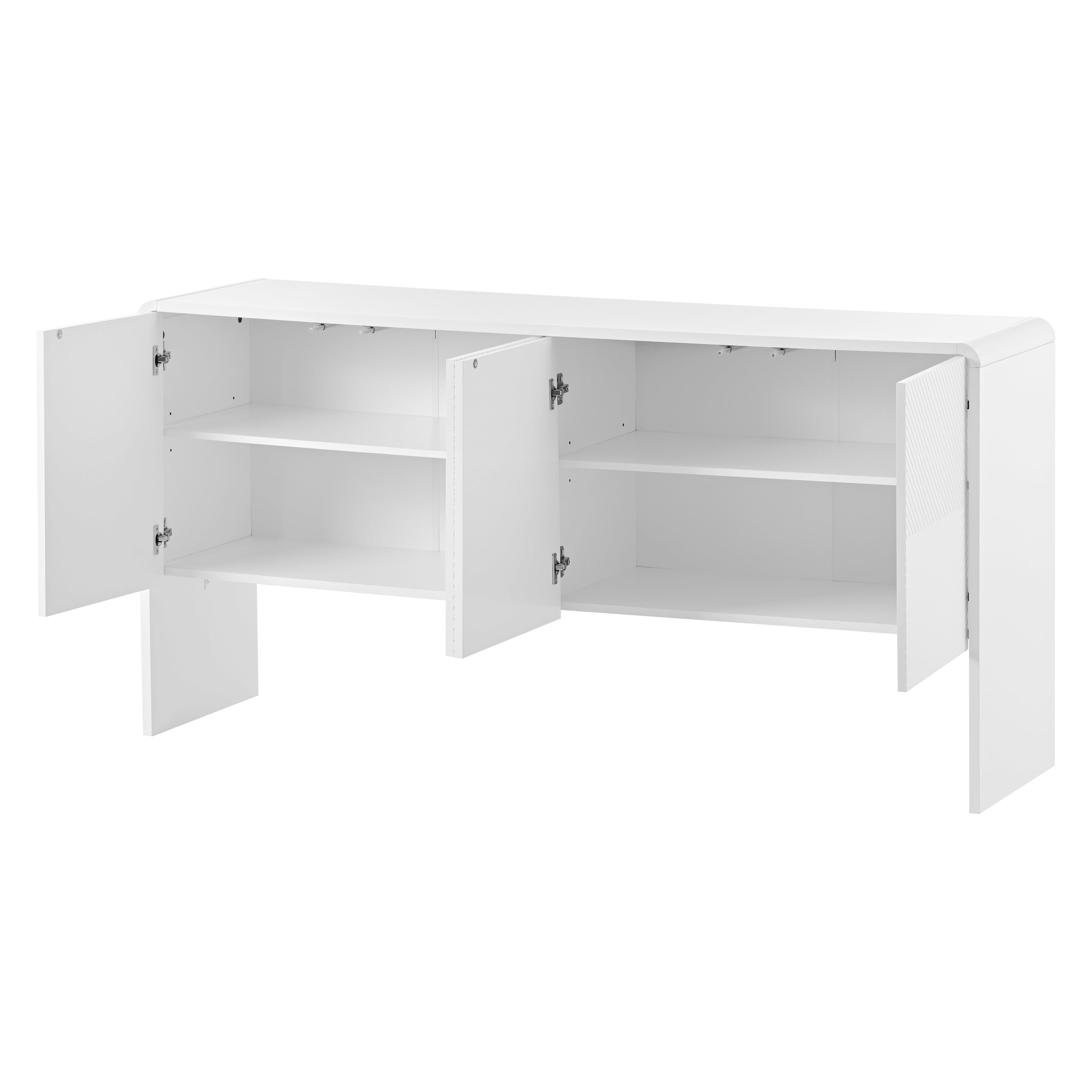 HAOYYE Minimalist Style 60"L Large Storage Space Sideboard with 4 Doors and Rebound Device for Living Room and Entryway (White) Sturdy Space-Saving Heavy Duty Modern Design Adults Dorm Room