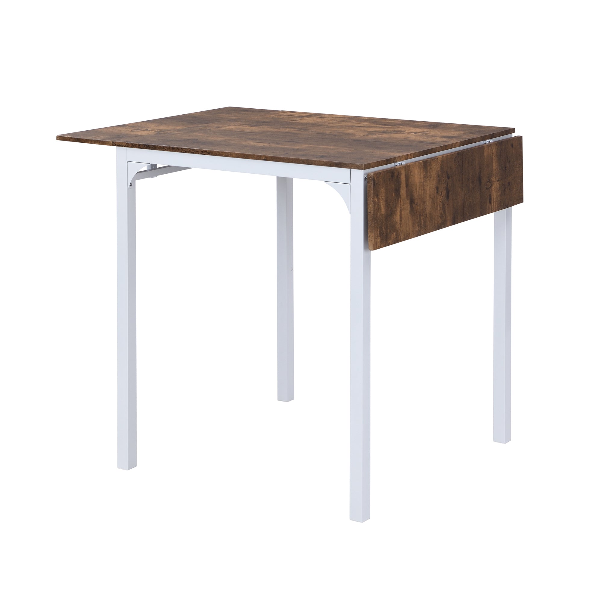 HAOYYE Farmhouse 5-Piece Counter Height Dining Table Set with 4 Chairs, White Frame & Rustic Brown Tabletop, Drop Leaf, Space-Saving Design, Sturdy & Heavy Duty, Ideal for Dining Room, Kitchen, Apartment, Dorm Room, Modern & Functional