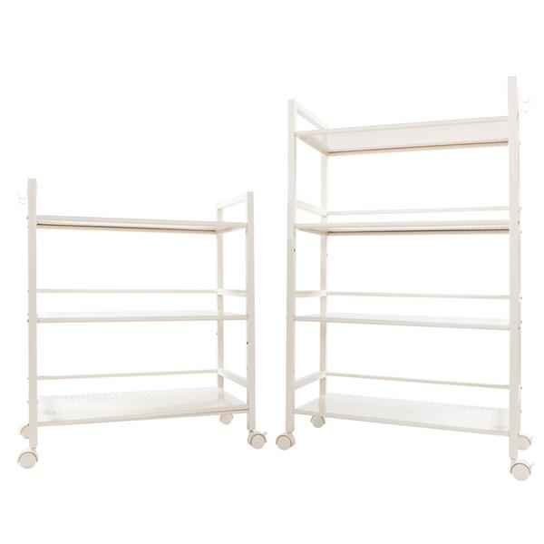 HAOYYE 4-Tier Multi-Functional Storage Cart, Widened Design in Ivory White, Premium Quality, Stylish and Versatile Home Storage Solution, Ideal for Organizing Kitchen, Bathroom, Living Room, and More, Luxury Comfort and Decorative Appeal