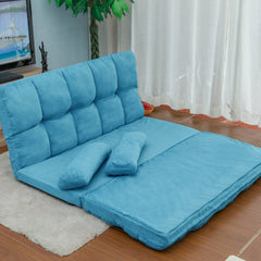 HAOYYE Double Chaise Lounge Floor Sofa with Two Pillows, Space-Saving Heavy Duty Modern Design, Comfortable Convertible Seating, Versatile and Easy to Assemble for Living Room, Office, or Apartment