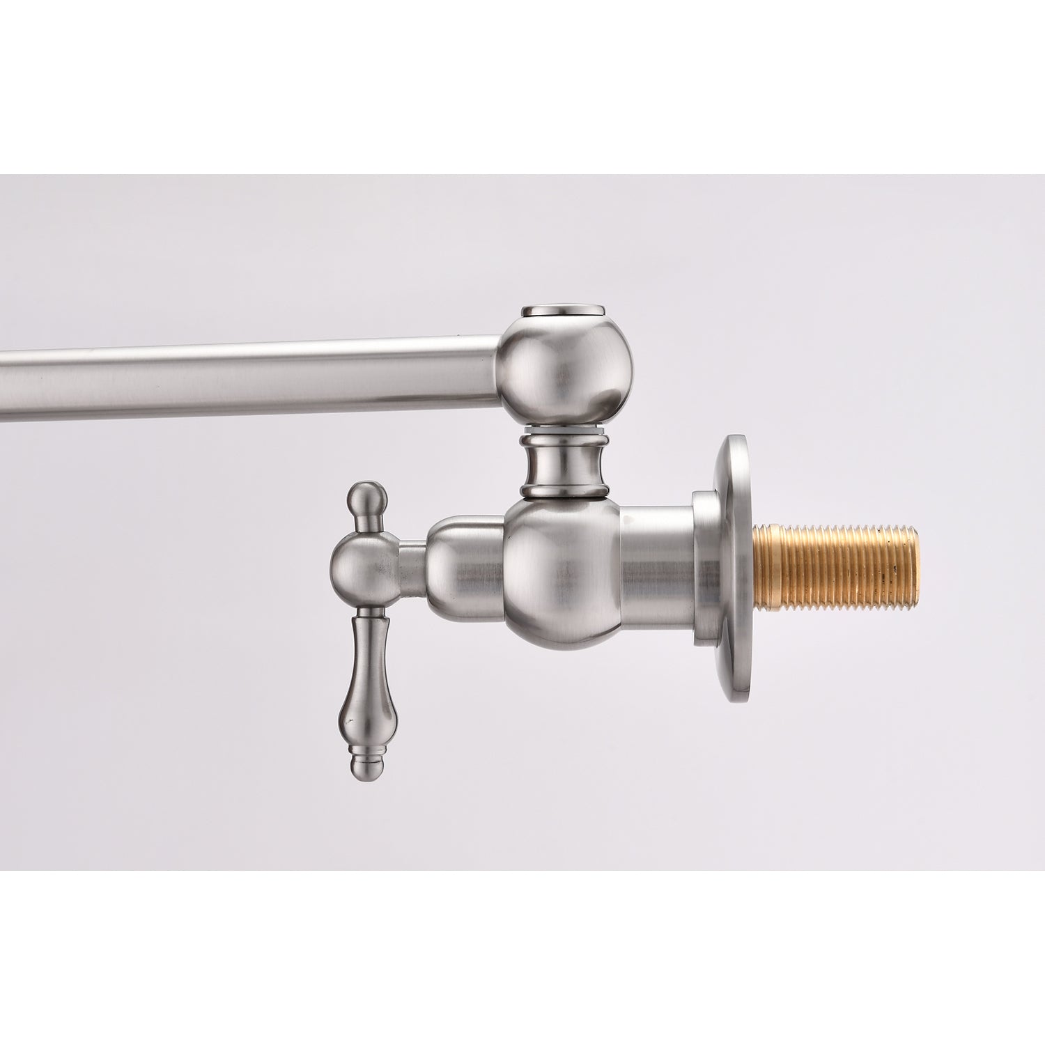 Haoyye Wall Mount Folding Pot Filler Faucet, 360° Swivel Dual Handle Brass Kitchen Faucet with Free-Swing Arm and Anti-Drip Design, Heavy Duty Space-Saving Fixture for Stovetop Cooking, Easy to Install and Corrosion Resistant for Modern Kitchens