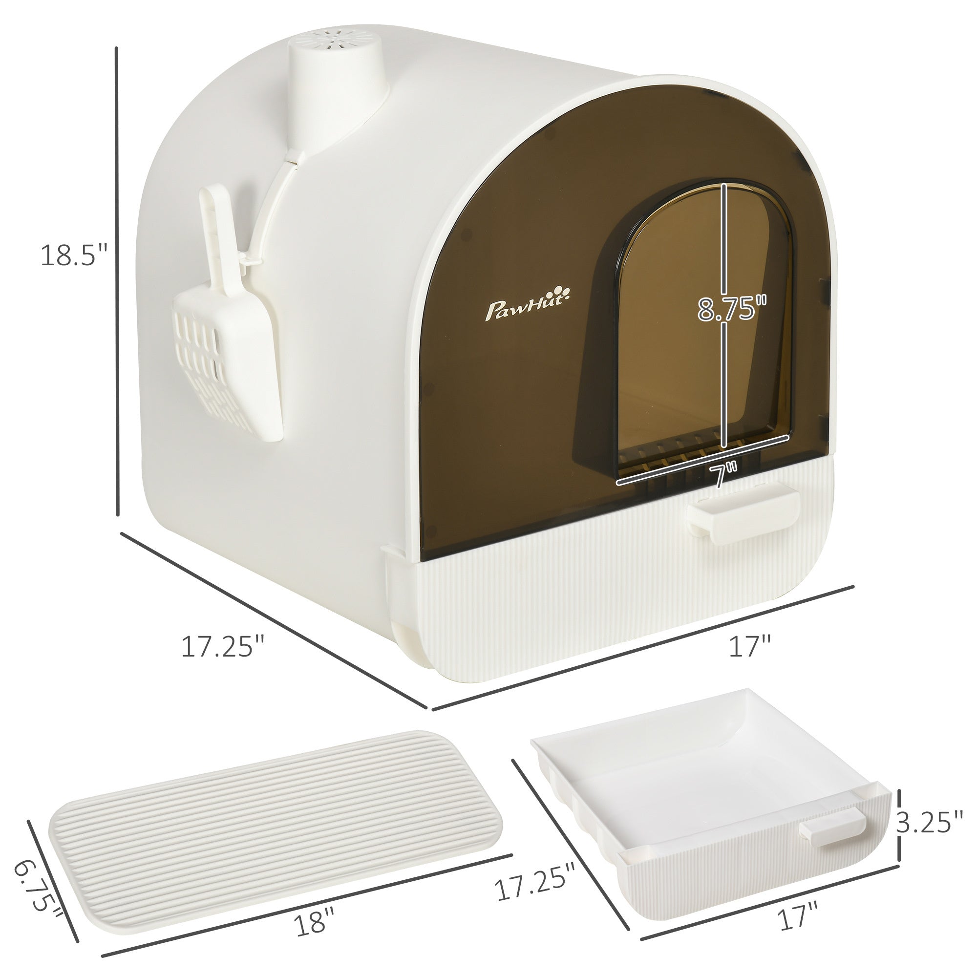 Haoyye Covered Cat Litter Box with Lid and Tray, Enclosed Hooded Litter Box for Indoor Cats, Includes Scoop, Filter, and Anti-Tracking Mat, Space-Saving and Easy to Clean Design, Suitable for Small Cats or Kittens, Modern Durable Plastic Structure