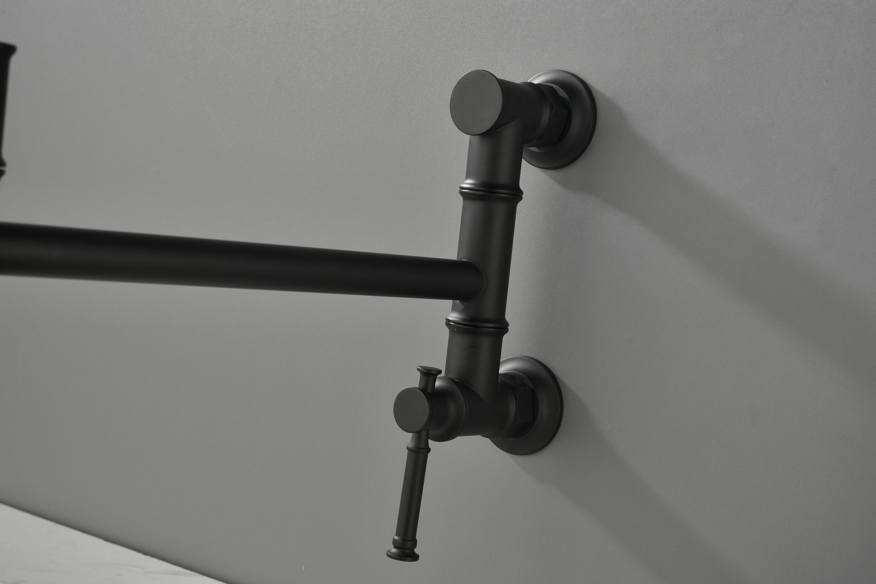 HAOYYE Wall mounted Pot Filler Faucet, Modern Brass Pot Filler Two-Attachment Wall Mount Folding Kitchen Pot Filler Swing Arm Sturdy Space-Saving Heavy Duty Modern Design Adults Dorm Room Easy Assembly