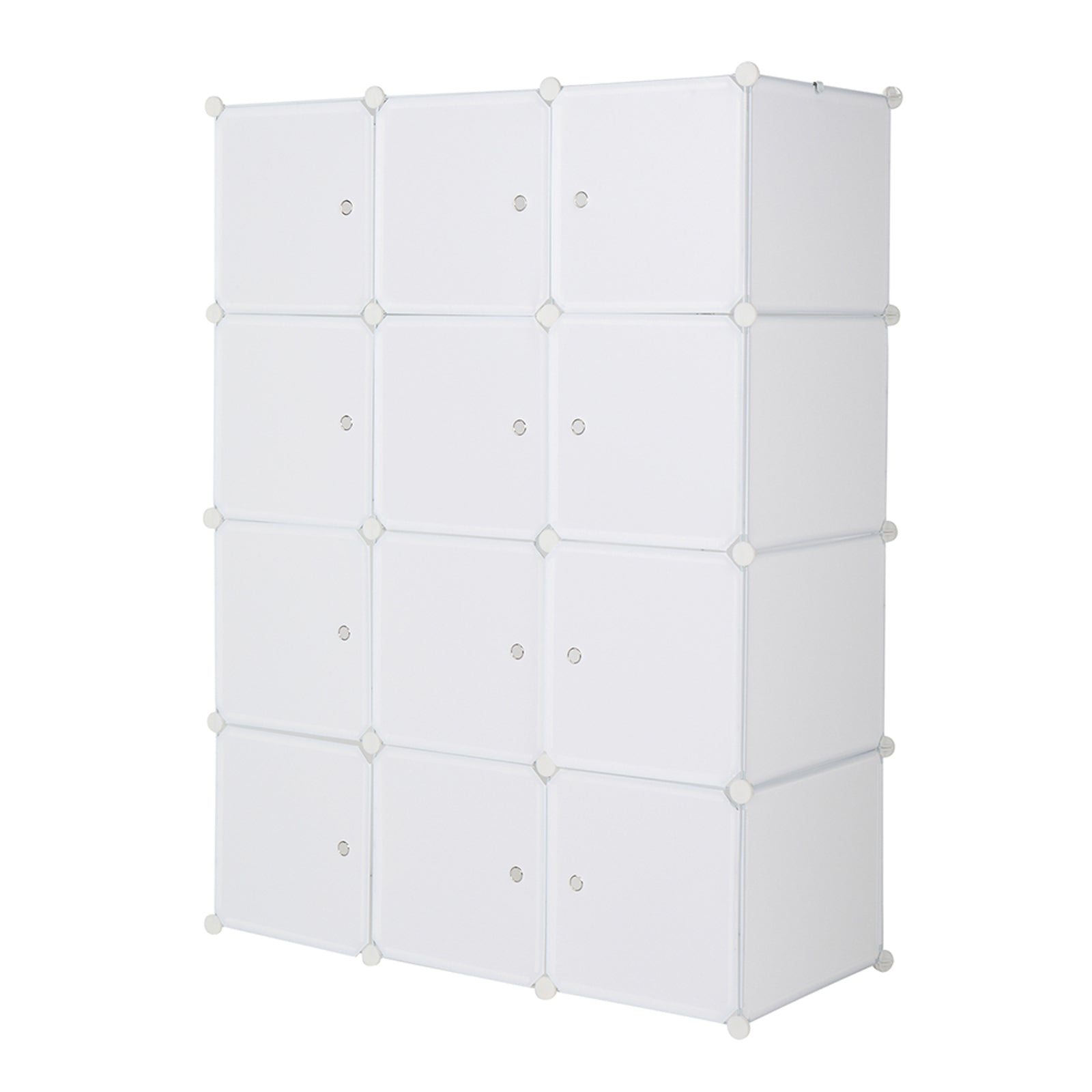 HAOYYE 12 Cube Modular Closet Organizer with Hanging Rod, Stackable Plastic Storage Shelves, Customizable DIY Wardrobe Cabinet for Bedroom Entryway Office