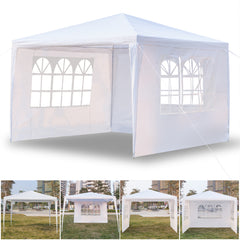 HAOYYE Outdoor Waterproof Tent 3x3m Pop Up Canopy with 3 Sidewalls Portable Folding Tent with Spiral Tubes for Backyard Wedding Party Event Sun Shade Shelter