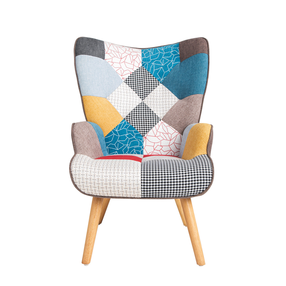 HAOYYE Accent Chair with Ottoman, Living Room Chair and Ottoman Set, Comfy Side Armchair for Bedroom, Creative Splicing Cloth Surface Sturdy Space-Saving Heavy Duty Modern Design Easy Assembly Durable