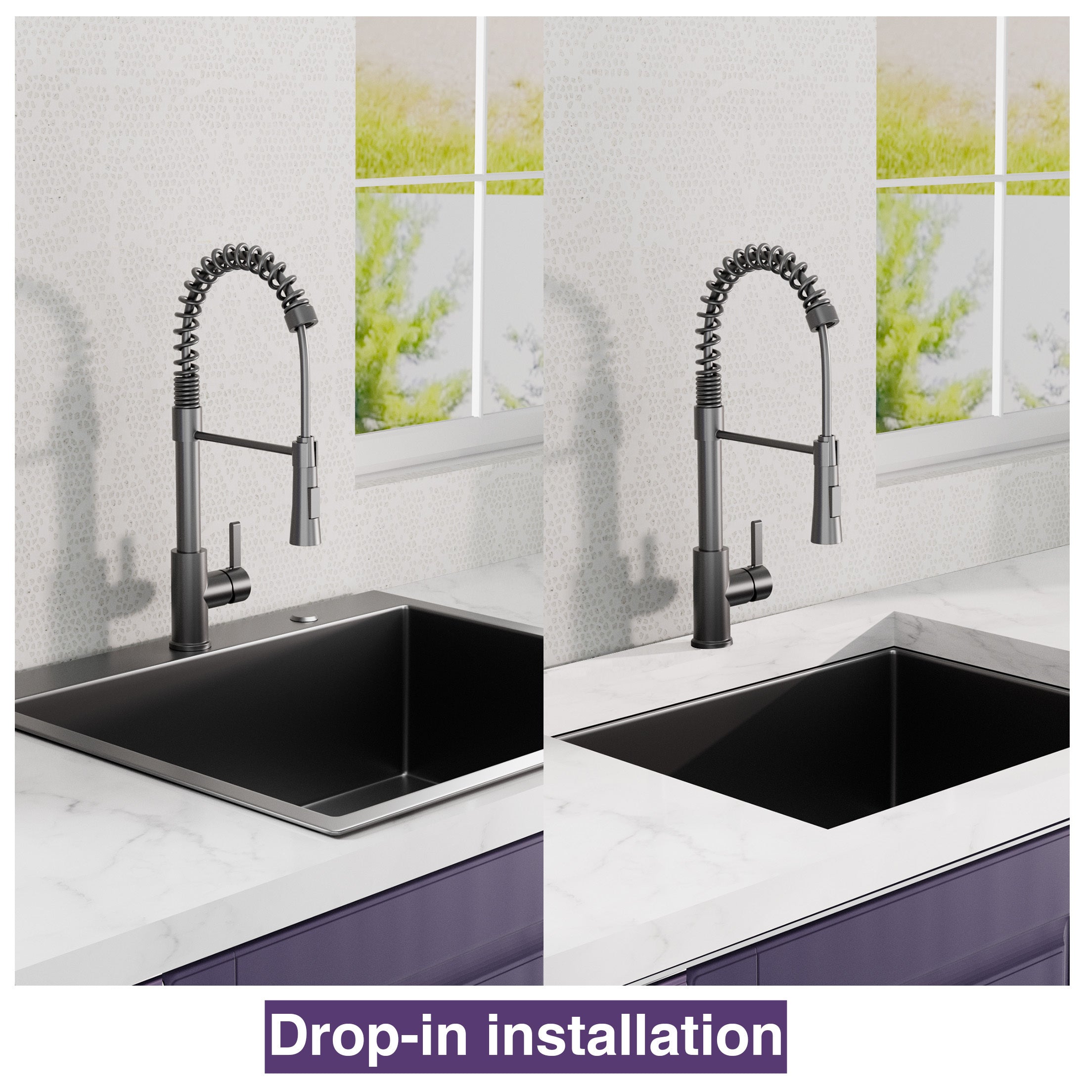 HAOYYE 25x22inch Gunmetal Black Topmount 304 Stainless Steel 18 Gauge Kitchen Sink Sturdy Space-Saving Heavy Duty Modern Design Adults Dorm Room Easy Assembly Bedroom Furniture