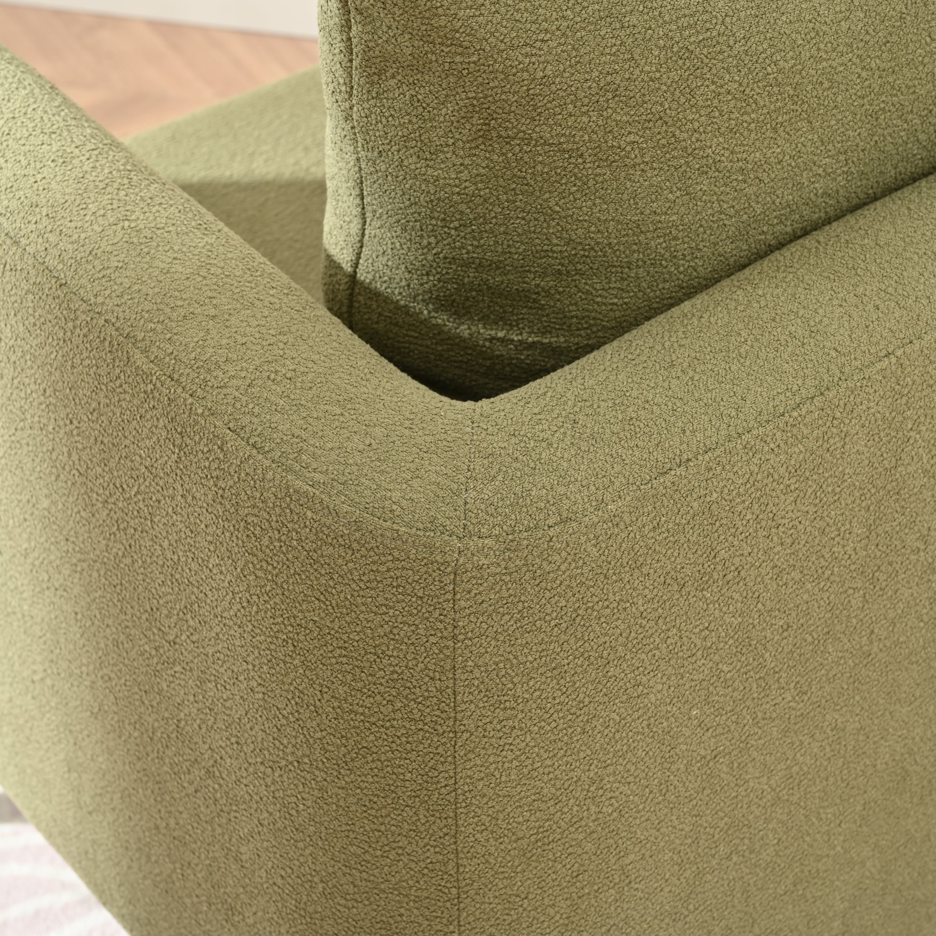 HAOYYE Barrel Chair, Modern Accent Chair, Fabric Armchair Club Chair,Upholstered Arm Chair with Solid Wood Legs,Waist Pillow,Padded Single Chair for Living Room/Bedroom/Study/Waiting Room,Olive Green Sturdy