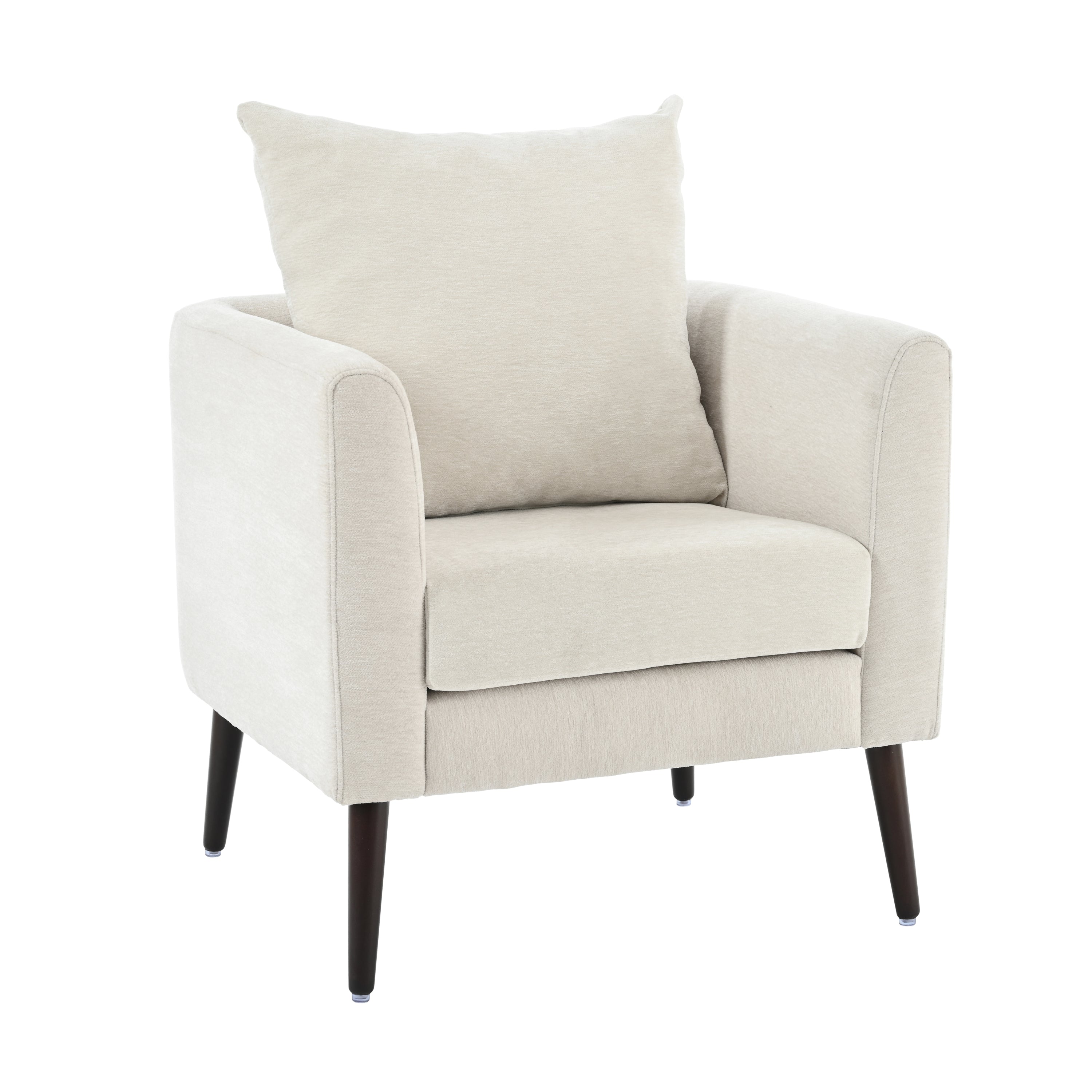 HAOYYE Barrel Chair, Chenille Accent Chair, Fabric Armchair Club Chair,Upholstered Arm Chair with Solid Wood Legs,Waist Pillow,Padded Single Chair for Living Room/Bedroom/Study/Waiting Room,Beige Sturdy