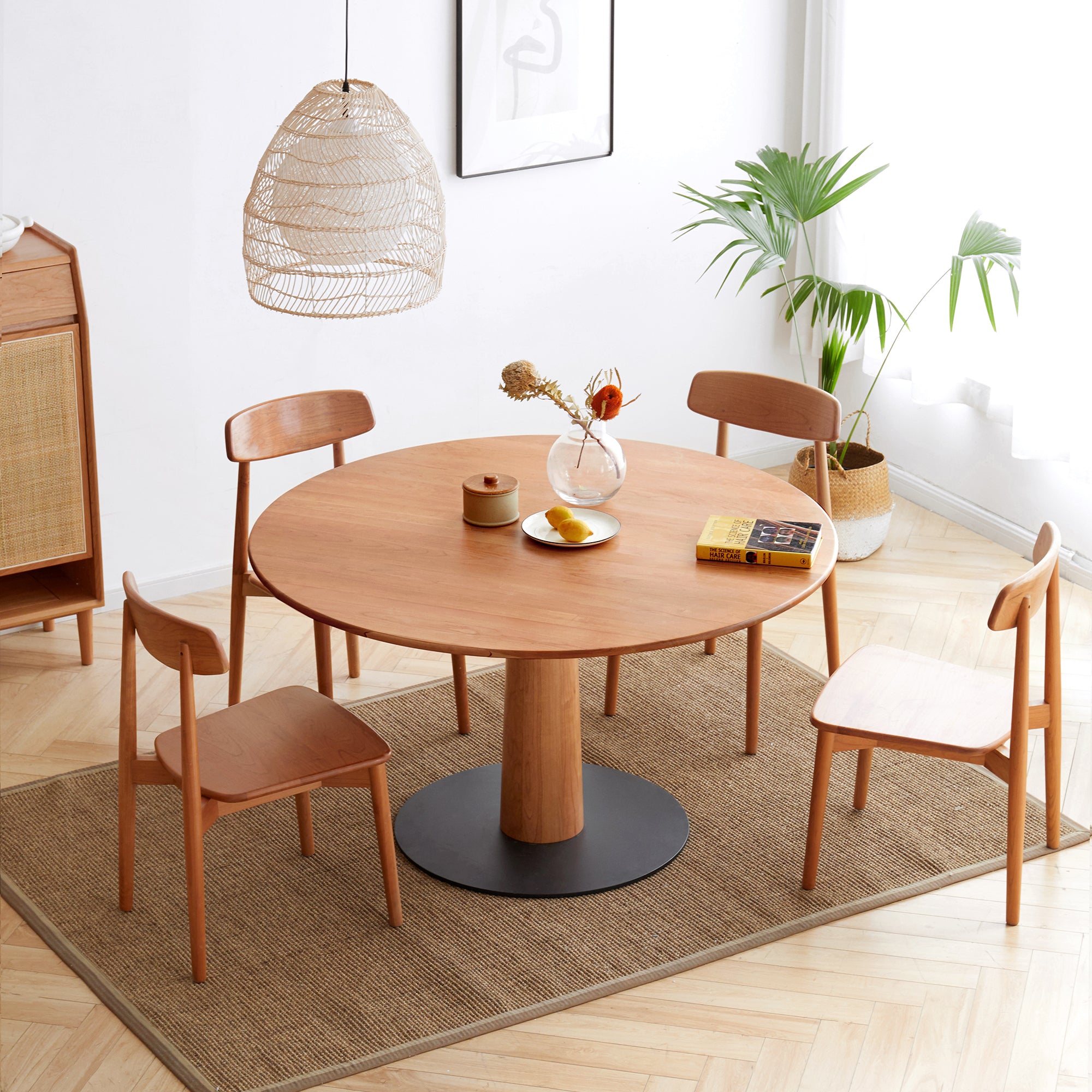 HAOYYE Dining chair wooden FAS grade oak natural wood made in North America 100% dirt-free wood chair solid chair table chair wooden living room chair simple and natural Sturdy Space-Saving