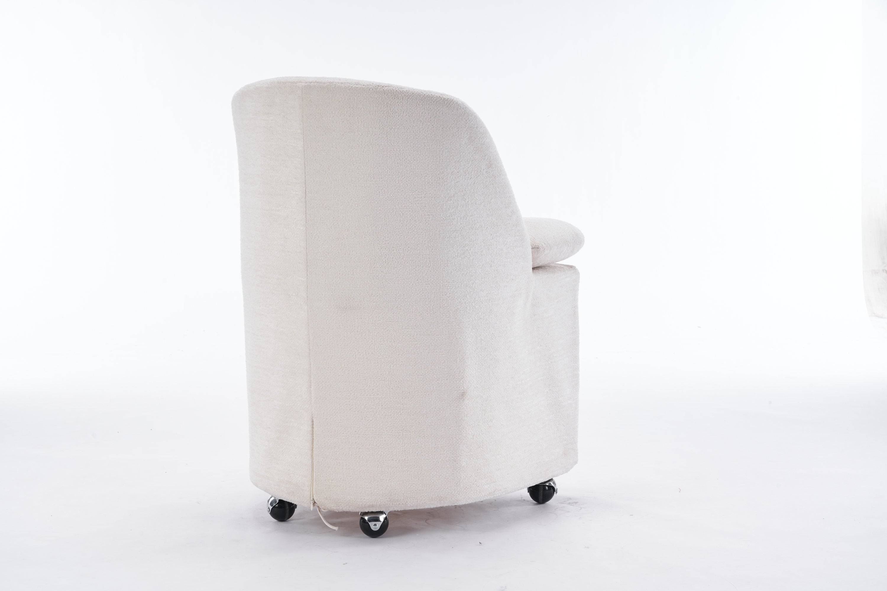 HAOYYE 058-Set of 2 Chenille Fabric Dining Chairs With Universal Wheels,Beige Sturdy Space-Saving Heavy Duty Modern Design Adults Dorm Room Easy Assembly Bedroom Furniture