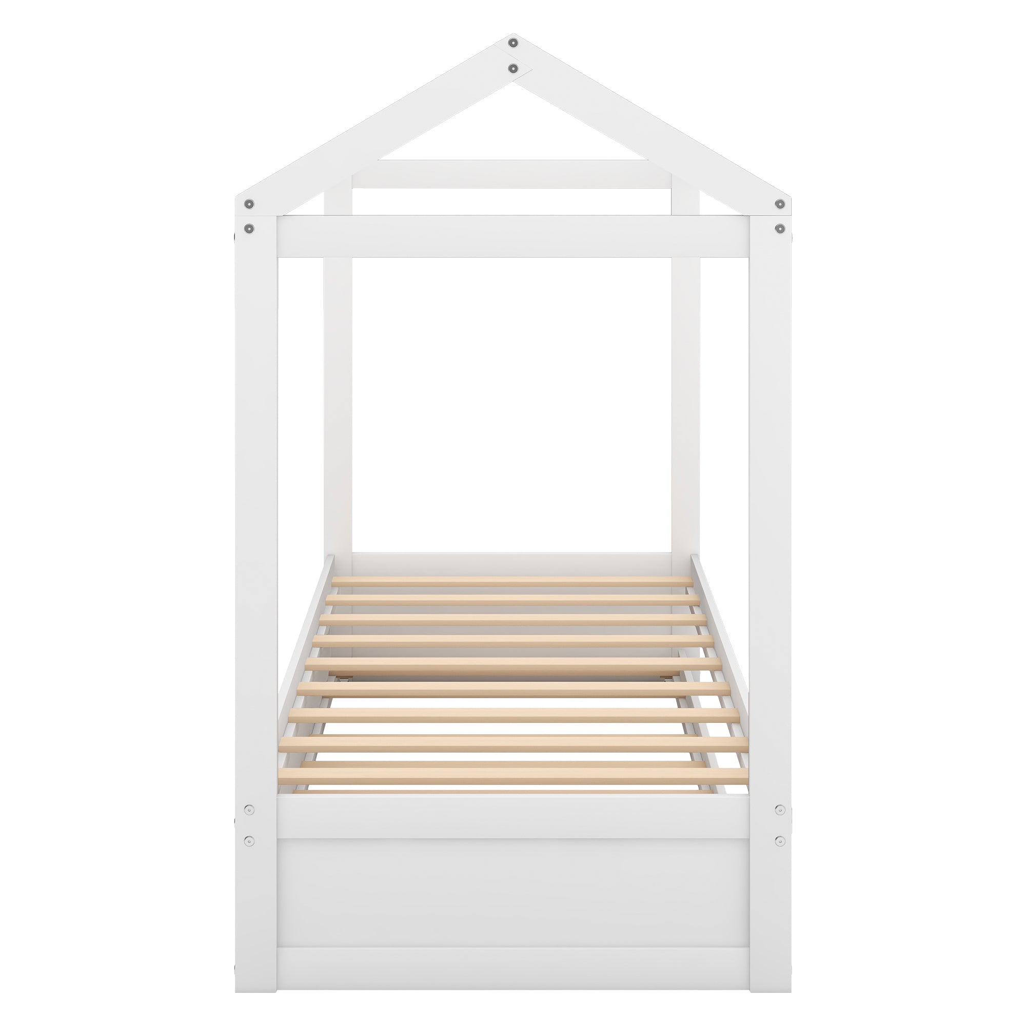 HAOYYE House Bed with Trundle, can be Decorated,White(Old SKU:SM000103AAK) Sturdy Space-Saving Heavy Duty Modern Design Adults Dorm Room Easy Assembly Bedroom Furniture