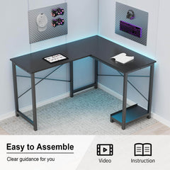 Haoyye L Shaped Gaming Desk, Modern Corner Computer Desk with Side Storage Bag and CPU Tray, Modular Design for U or L Shape Setup, Sturdy Metal Frame Workstation for Home Office, Space-Saving and Easy to Assemble Versatile Gaming Table
