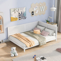 HAOYYE Full Size Wood Daybed/Sofa Bed, White Sturdy Space-Saving Heavy Duty Modern Design Adults Dorm Room Easy Assembly Bedroom Furniture