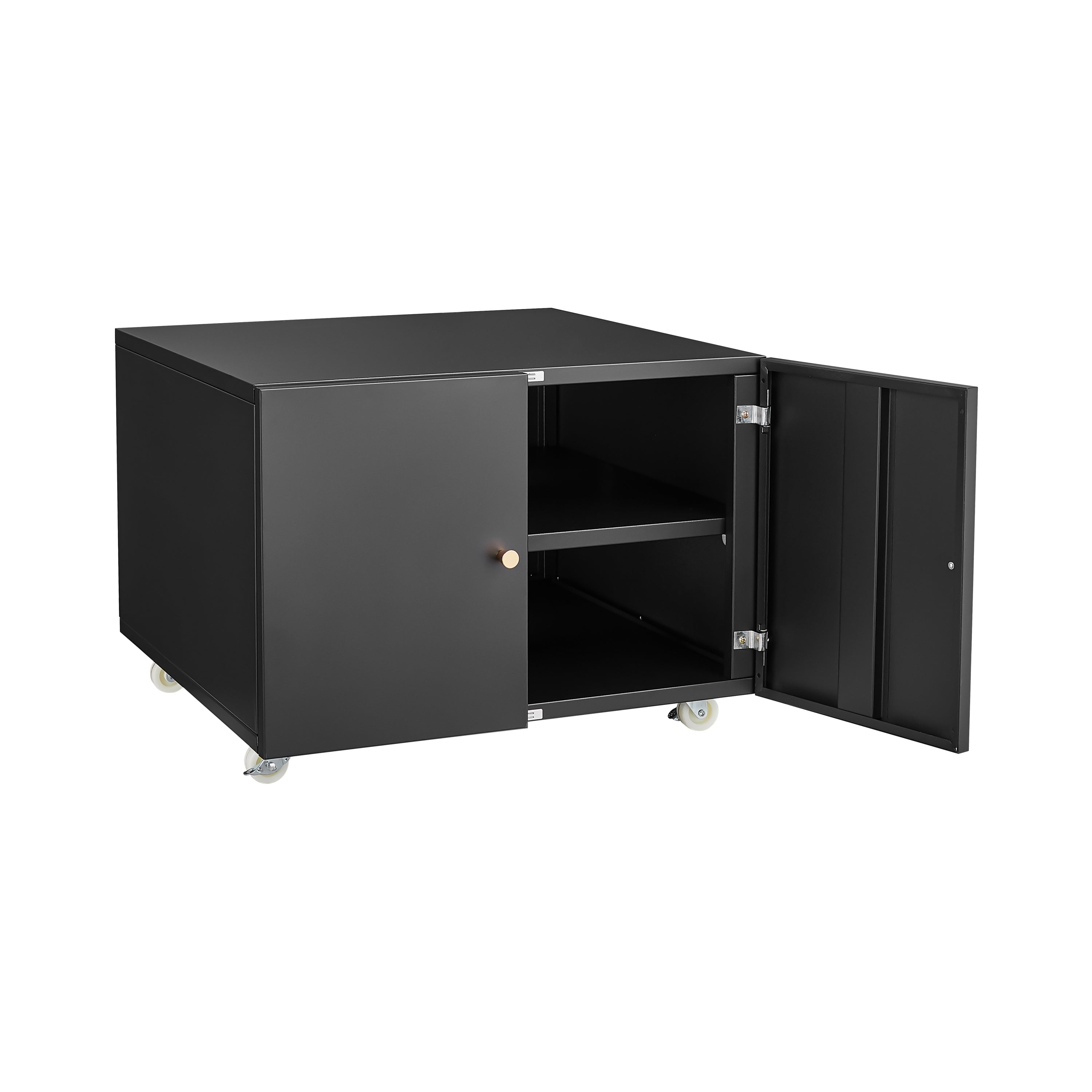 HAOYYE Steel Copier Cabinet with 2 Doors, Mobile Printer Stand with Adjustable Shelf, Locking Wheels, Sturdy Space-Saving Heavy Duty Office Furniture, Easy Assembly