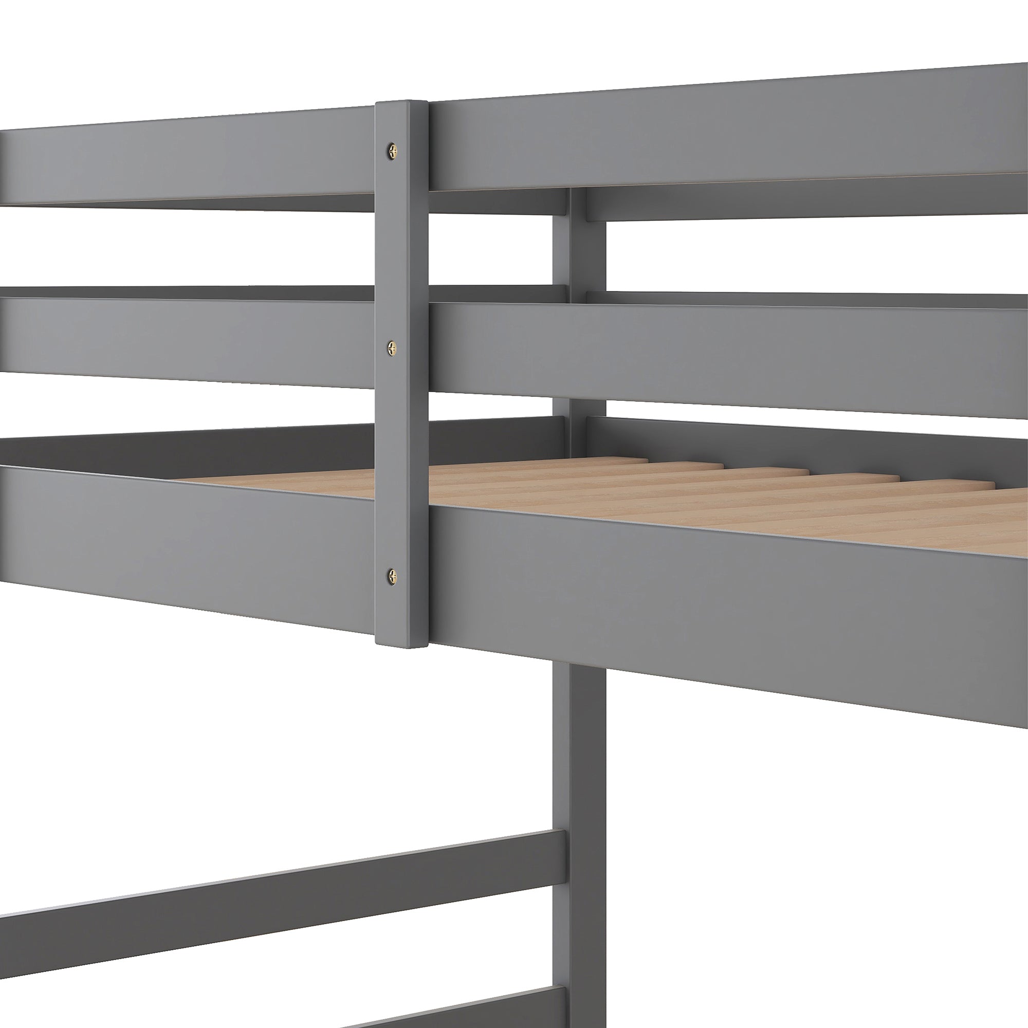 HAOYYE Twin Over Twin Bunk Bed with Ladder, Gray（OLD SKU：WF282787AAE） Sturdy Space-Saving Heavy Duty Modern Design Adults Dorm Room Easy Assembly Bedroom Furniture