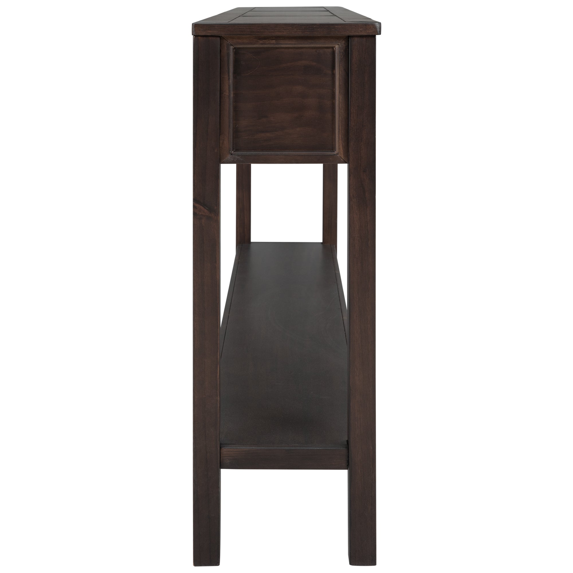 HAOYYE Rustic Entryway Console Table, Long Sofa Table with Two Drawers and Bottom Storage Shelf, Espresso, Sturdy Space-Saving Design, Heavy Duty Construction, Easy Assembly, Durable and Stylish Home Furniture