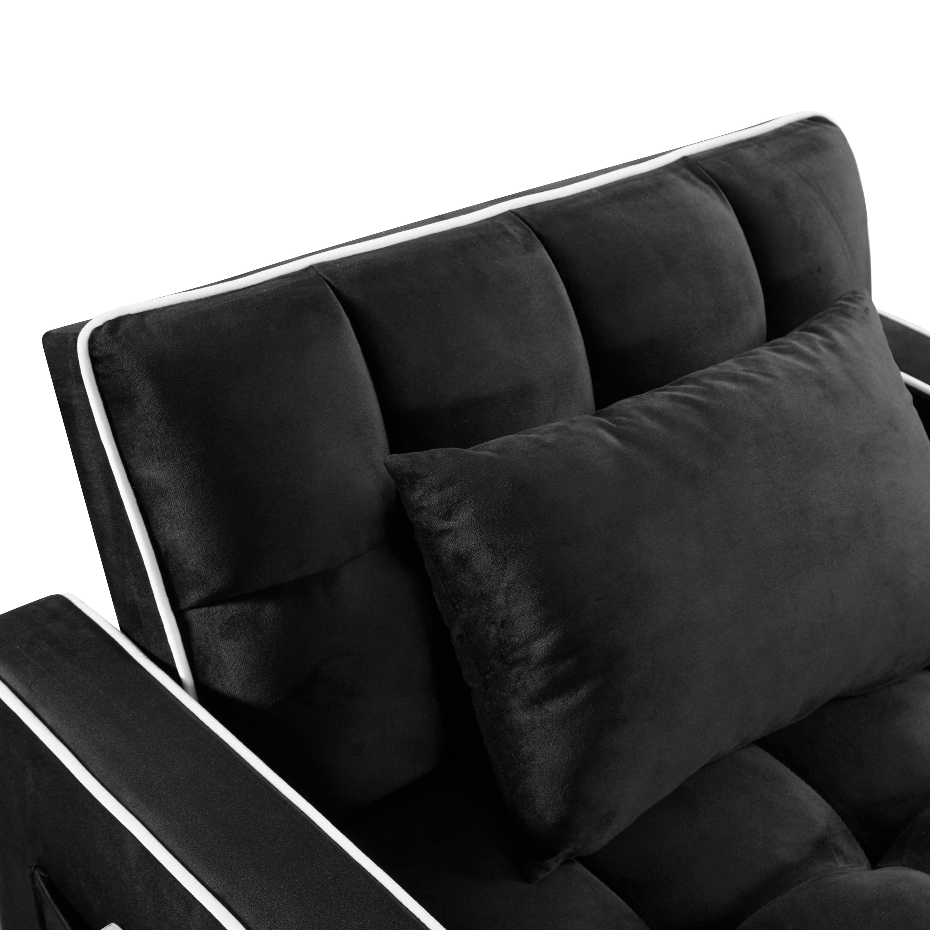 HAOYYE Convertible 3-in-1 Sleeper Chair Sofa Bed Adjustable Pull-Out Sleeper Chair Bed Folding Sofa Bed with Multiple Pockets for Living Room Bedroom Small Space, Black Sturdy Space-Saving Heavy Duty Modern Design